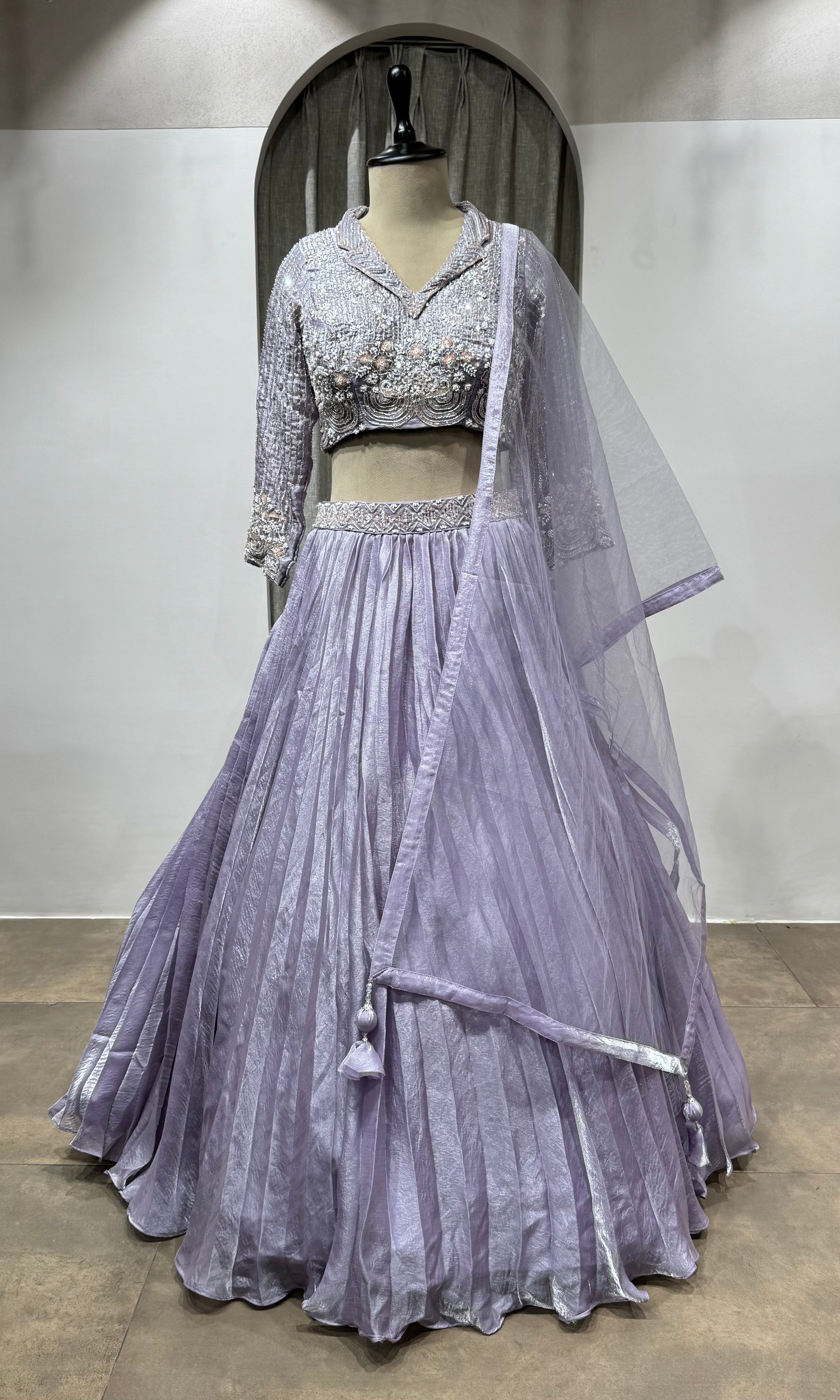 LAILAC Silver Embroidered Party Wear Lehenga Choli