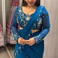 Royal blue Pallazo with drapping  saree