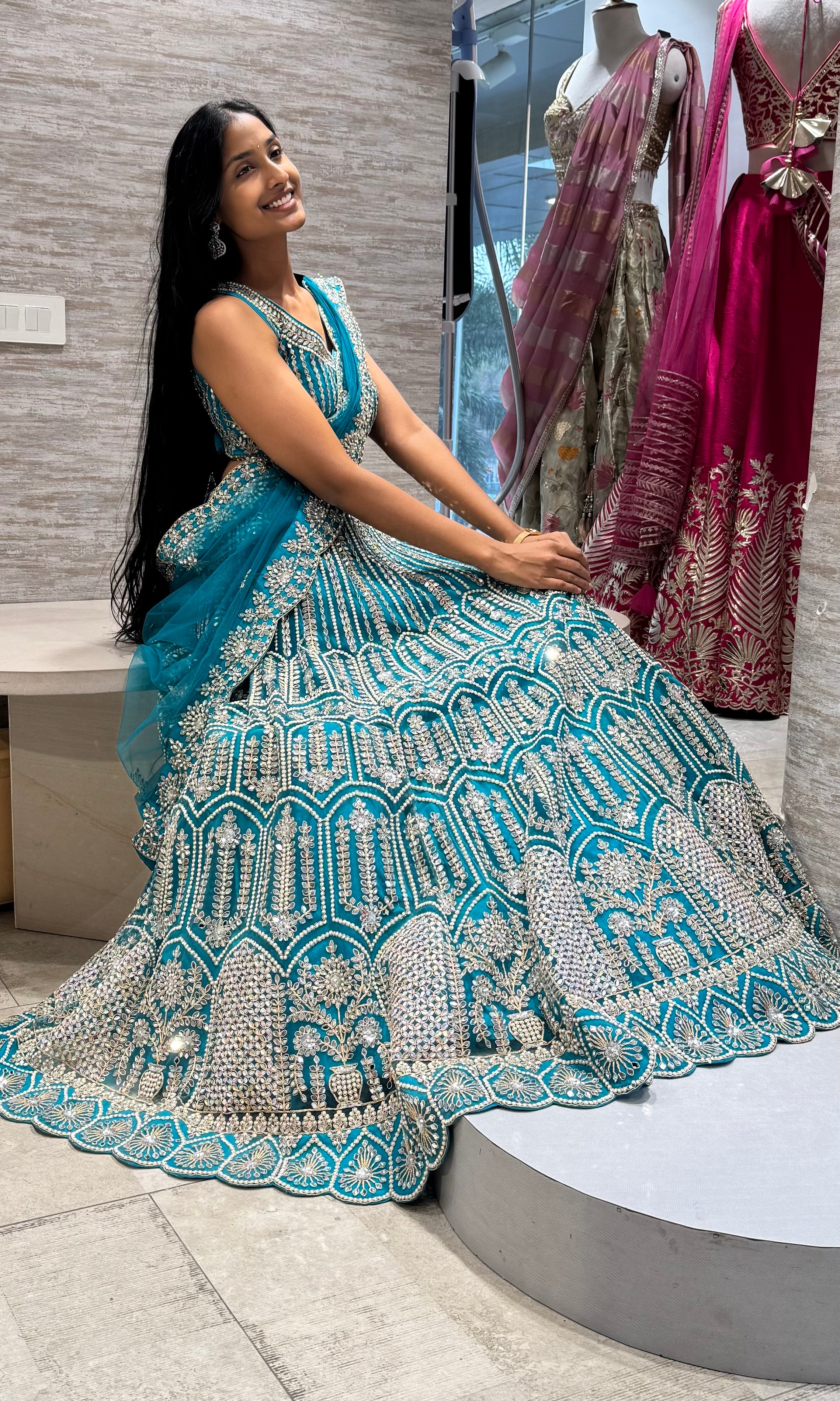 Rama Blue Silver Embroidered Lehenga Set