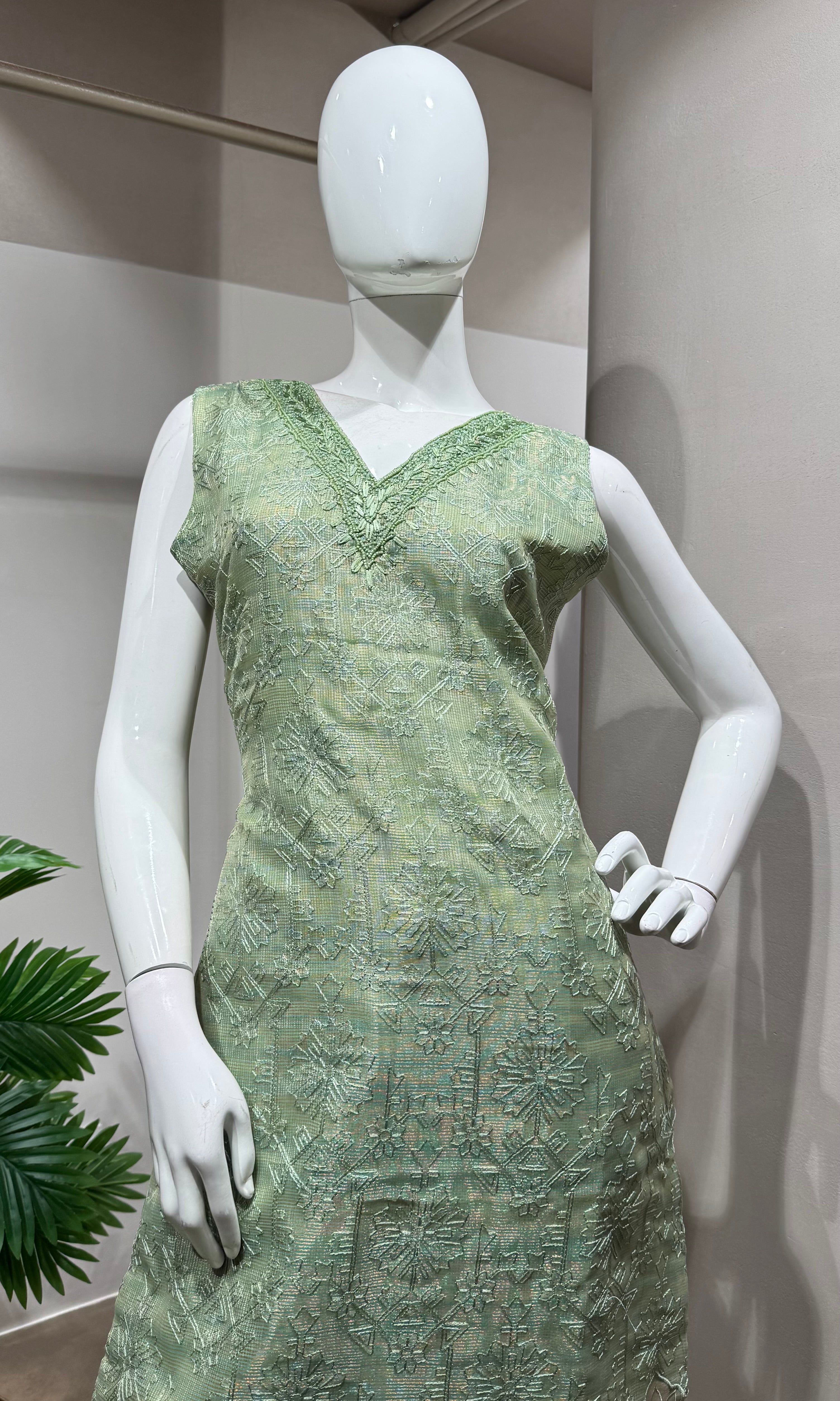 Pista Green Banarasi Silk kurta set