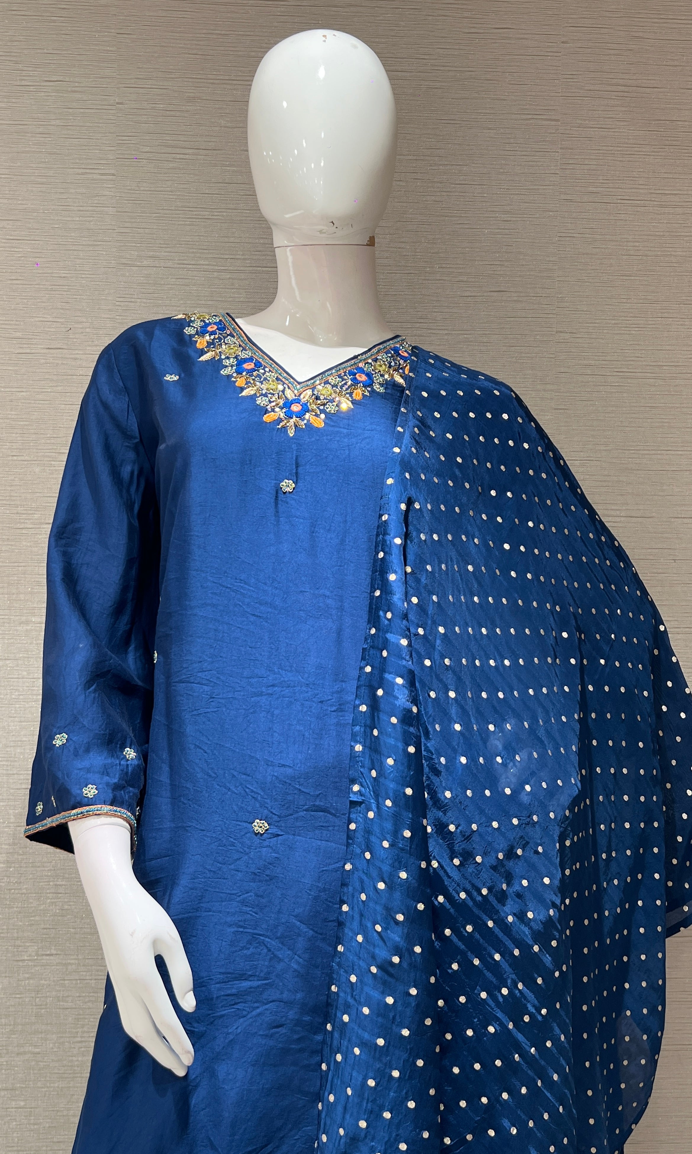 NAVY BLUE KURTA SET WITH PALAZZO PANTS