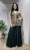 Green Golden Embroidered Palazzo Set