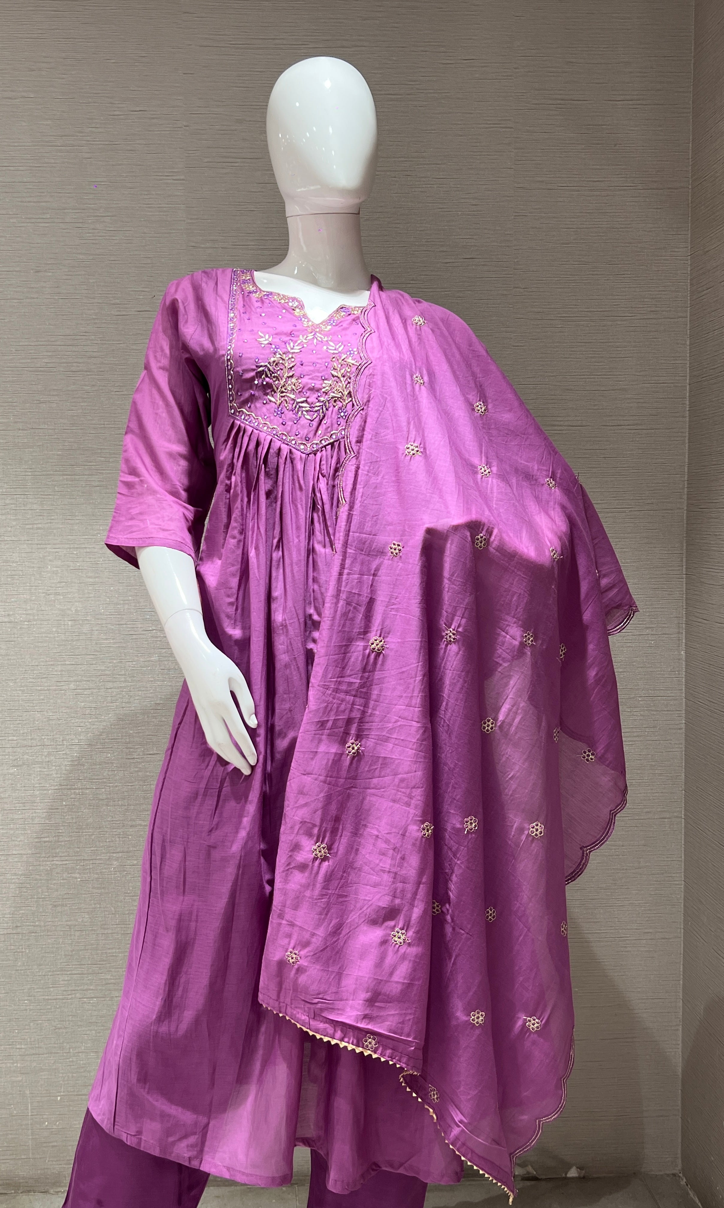 Purple MUL CHANDERI kurta set