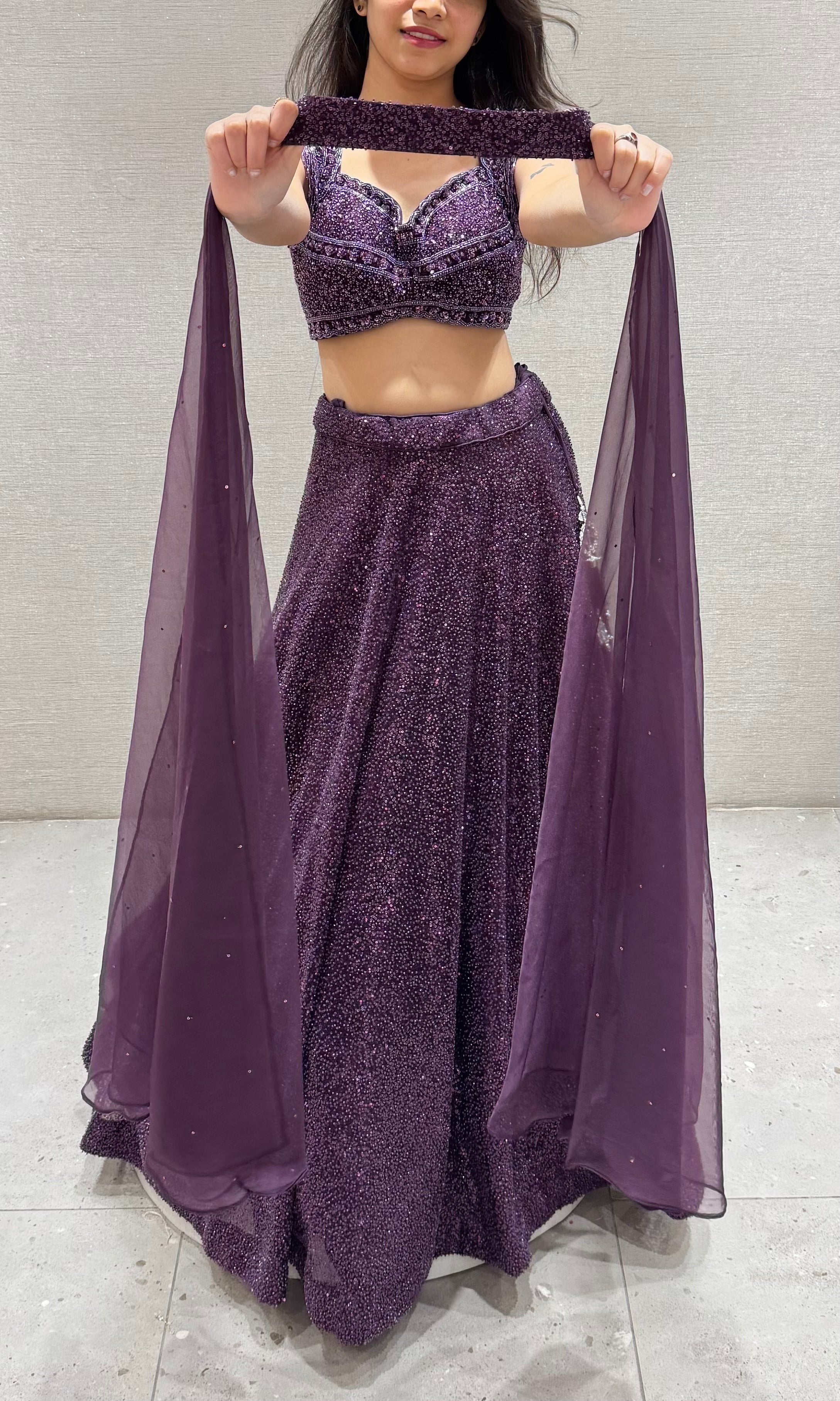 Wine Lehenga WITH ELEGANT CORSET BLOUSE