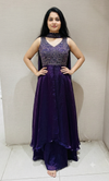 Purple front slit anarkali with palazzo Pants