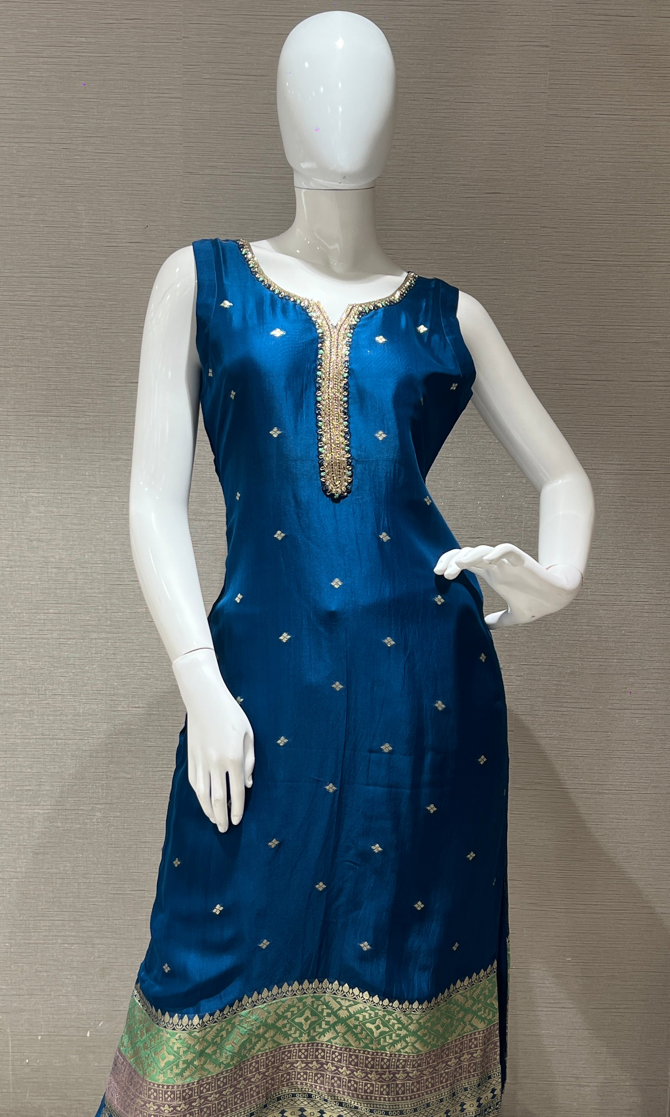 Peacock blue kurta set