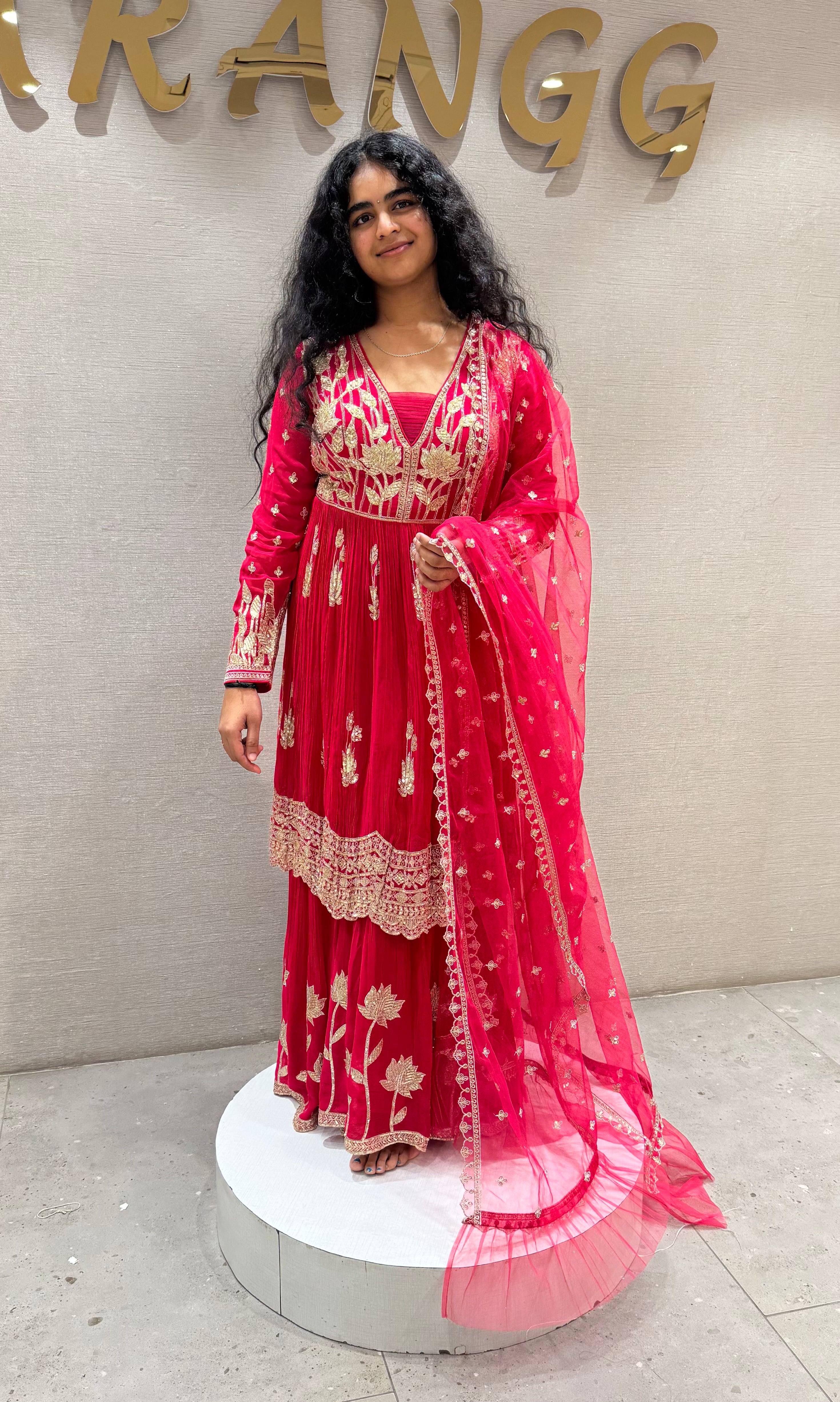 Pink GOLDEN EMBROIDERED SHARARA SET