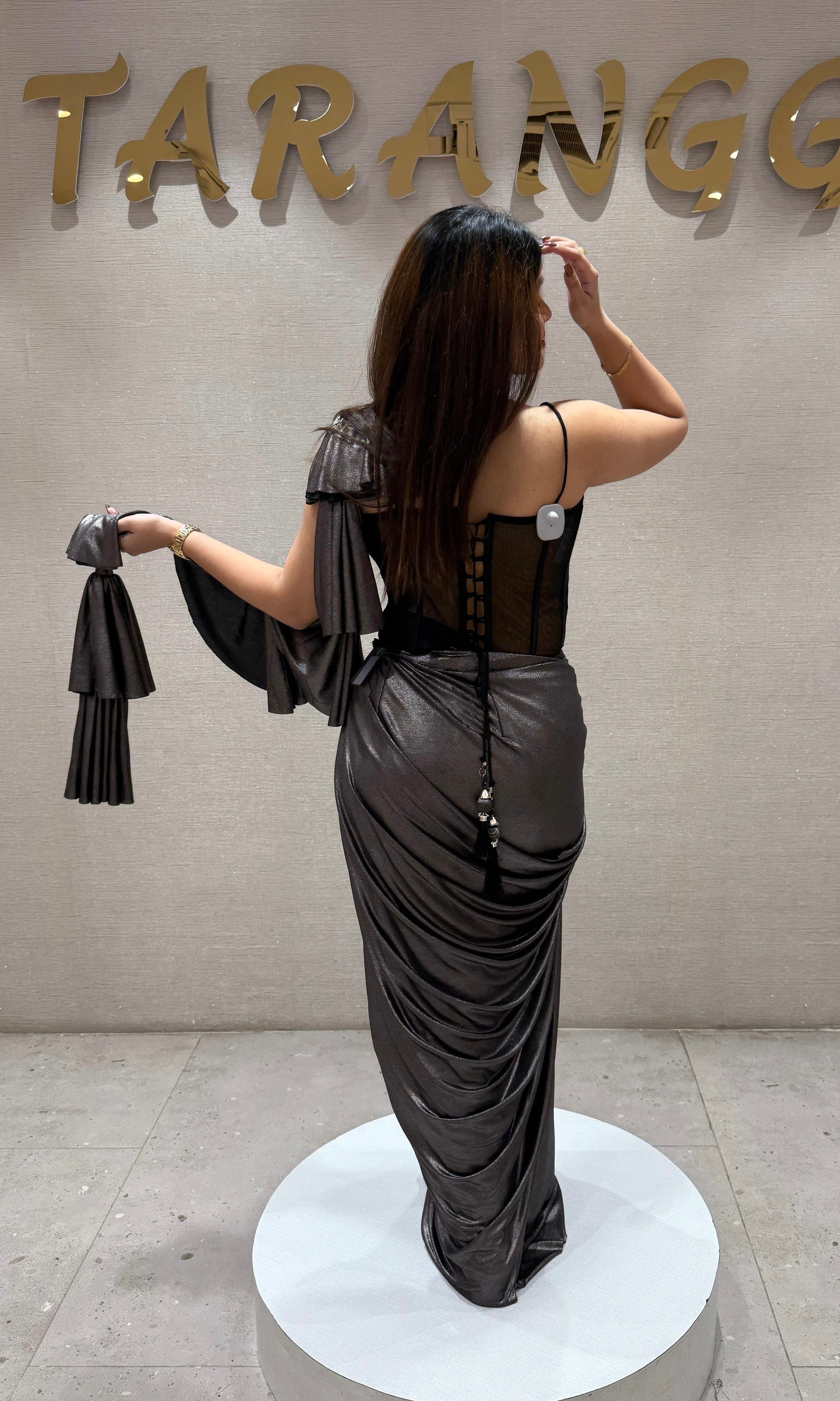 Grey one minute saree