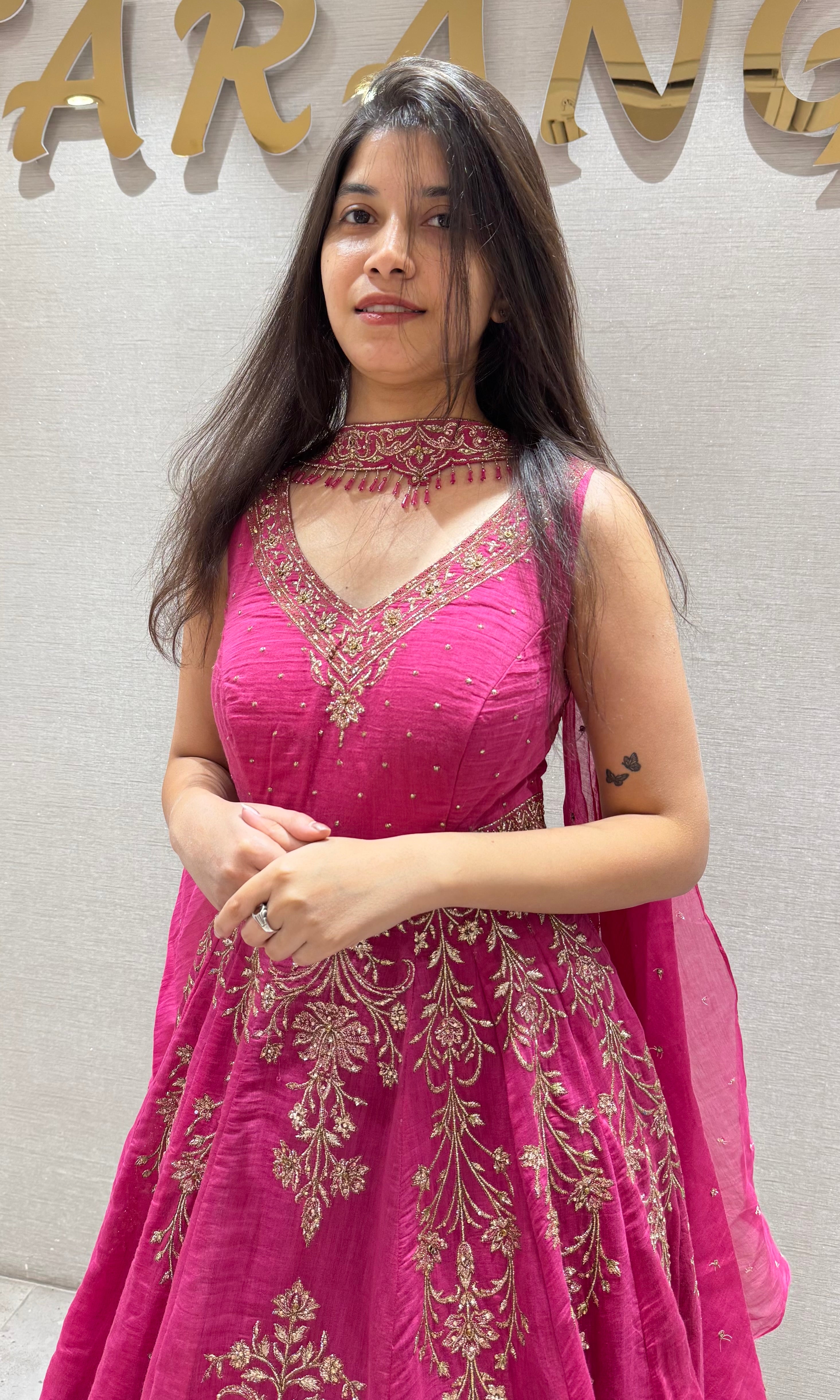 Rani Pink Georgette Anarkali DRESS
