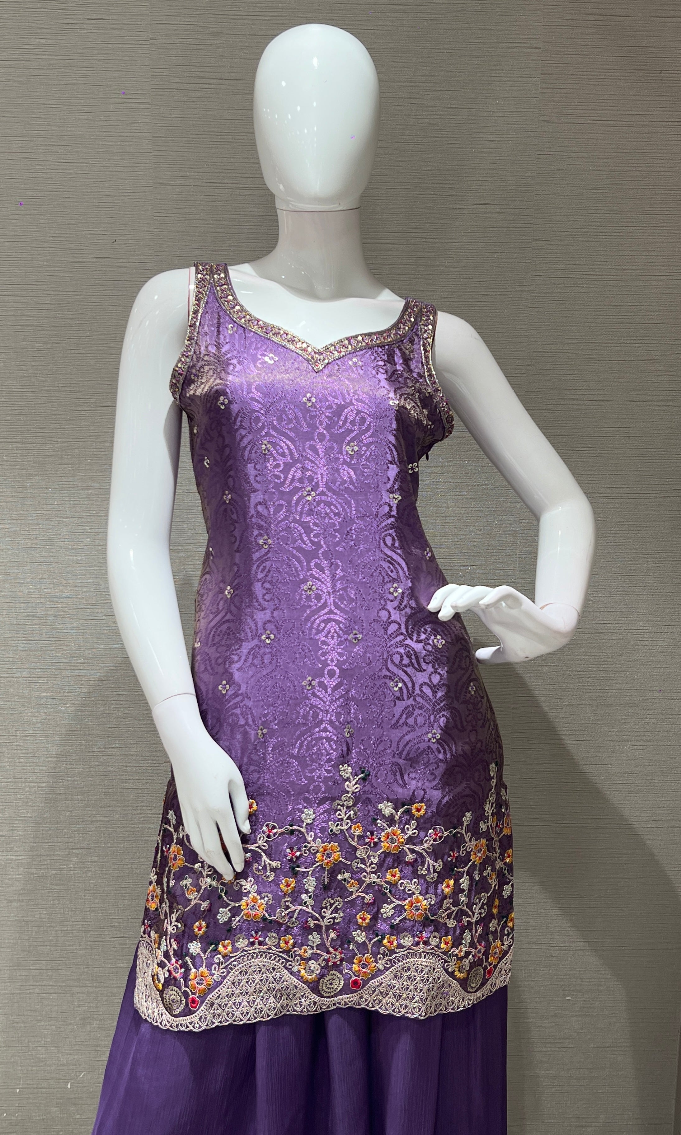 PURPLE embroidered sharara seT