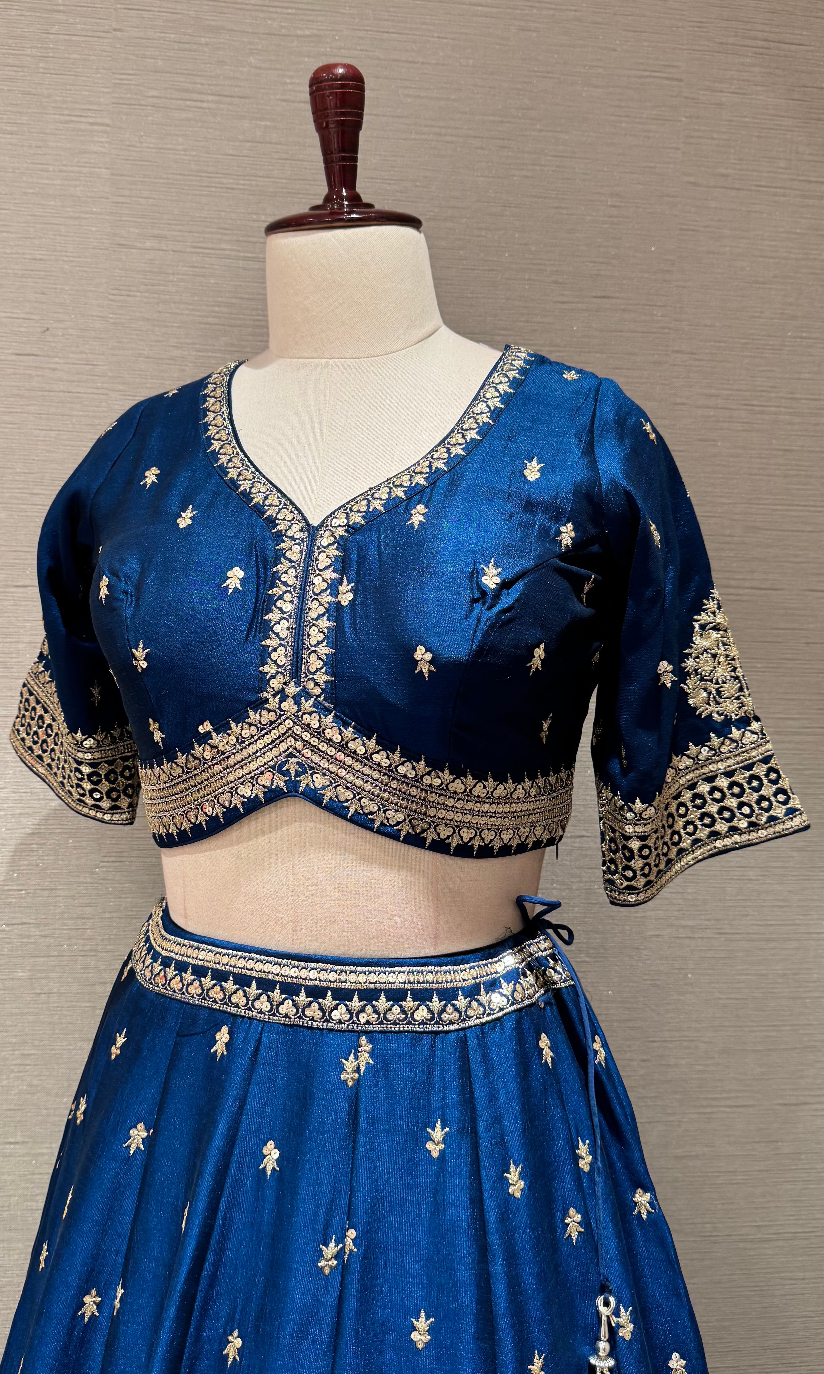 Blue Zari Embroidered Lehenga Choli