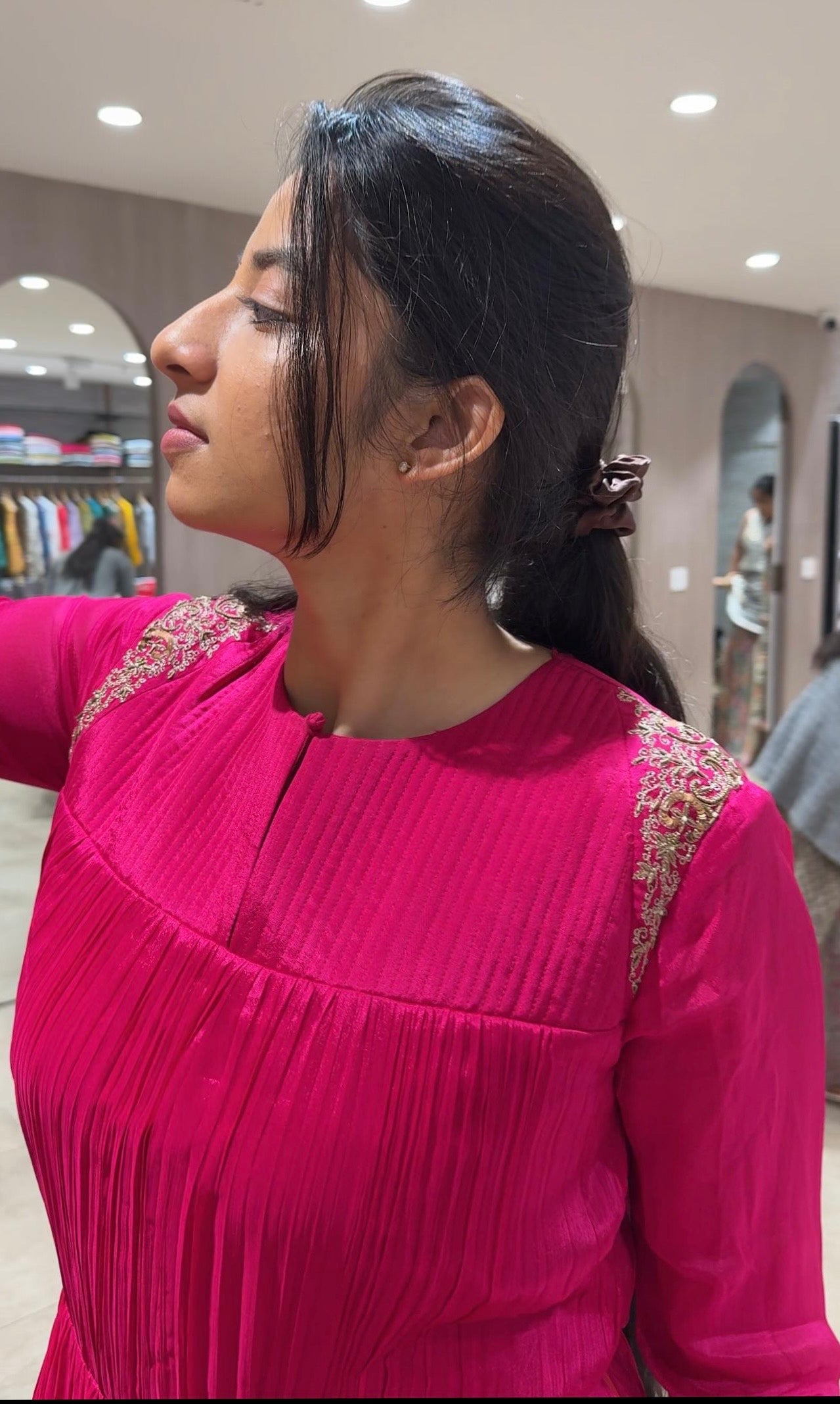 Pink Anarkali GOWN WITH GOLD BORDER