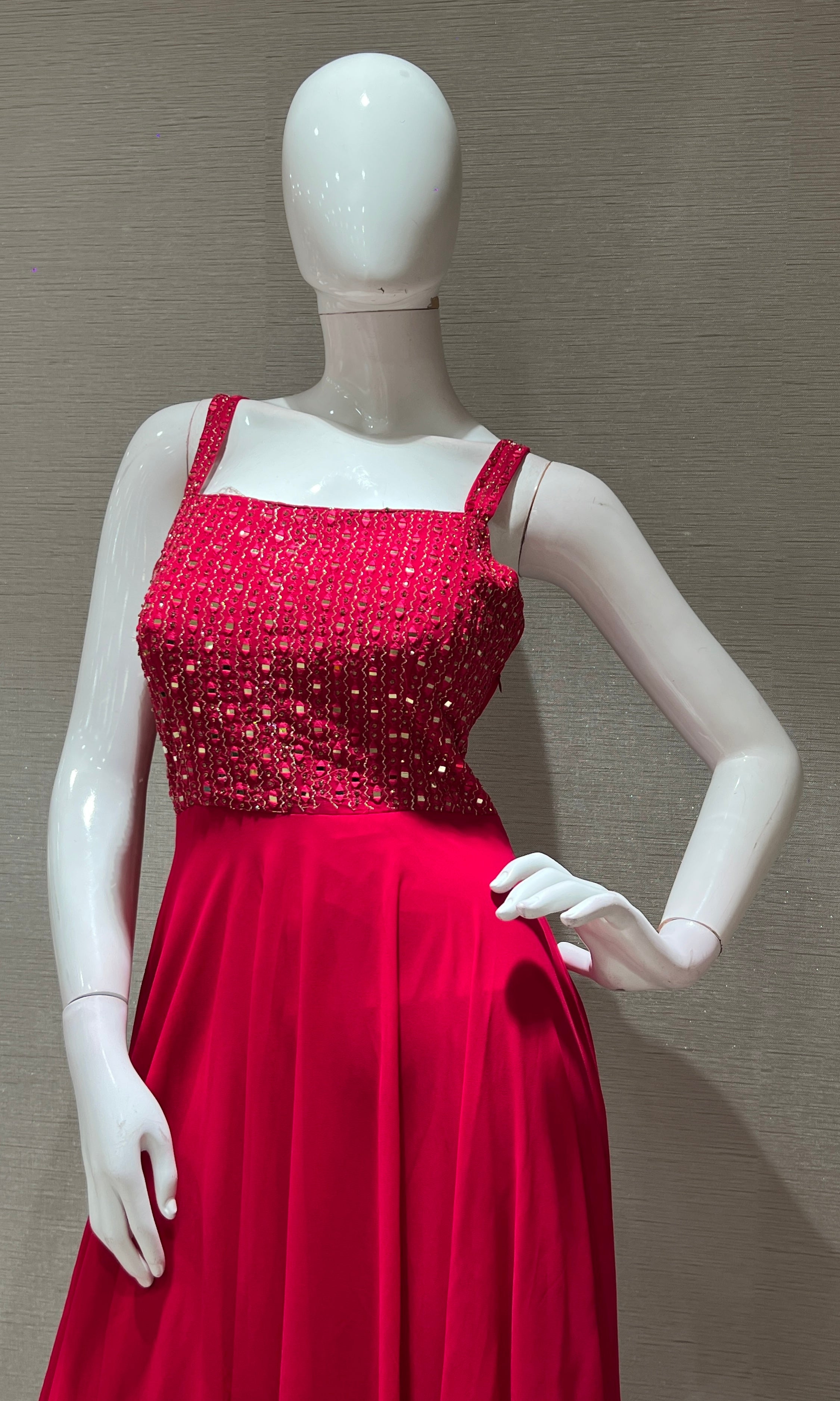 Rani pink EMBELLISHED ANARKALI LONG DRESS