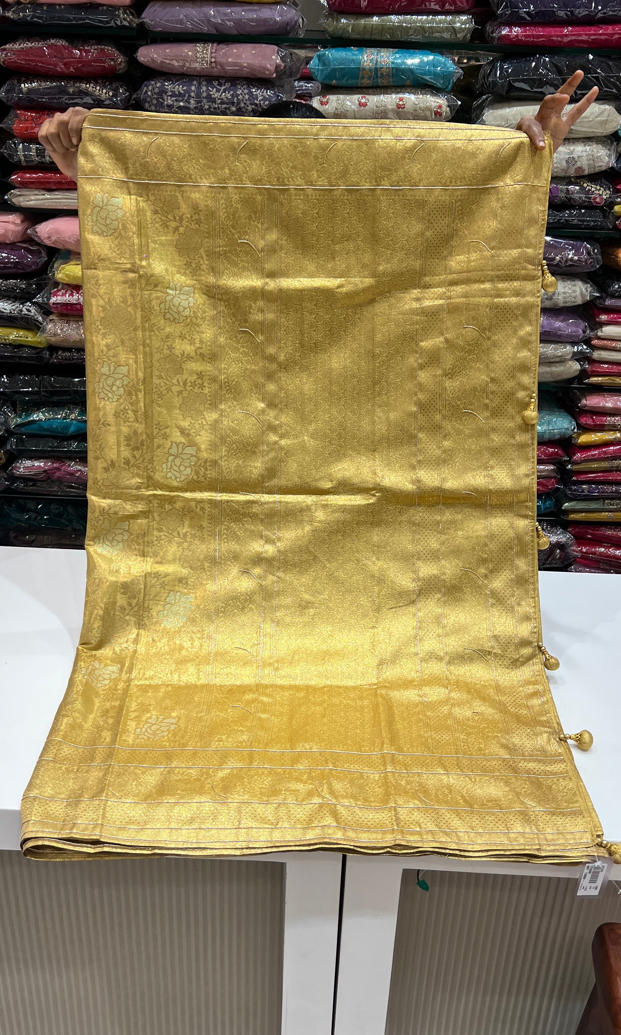 Green saree with ready blouse