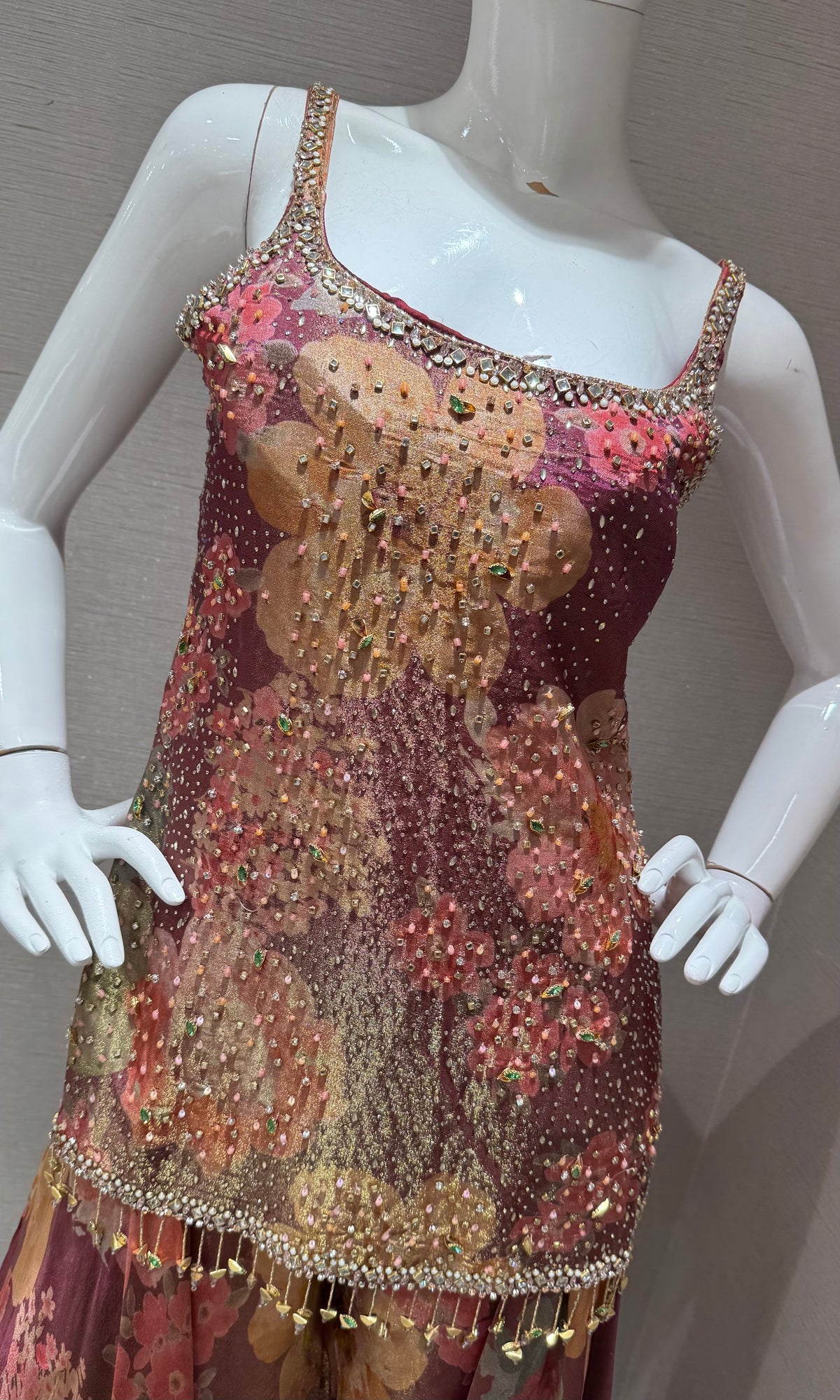 WINE Art Silk Multicolor Floral Printed Sharara Set
