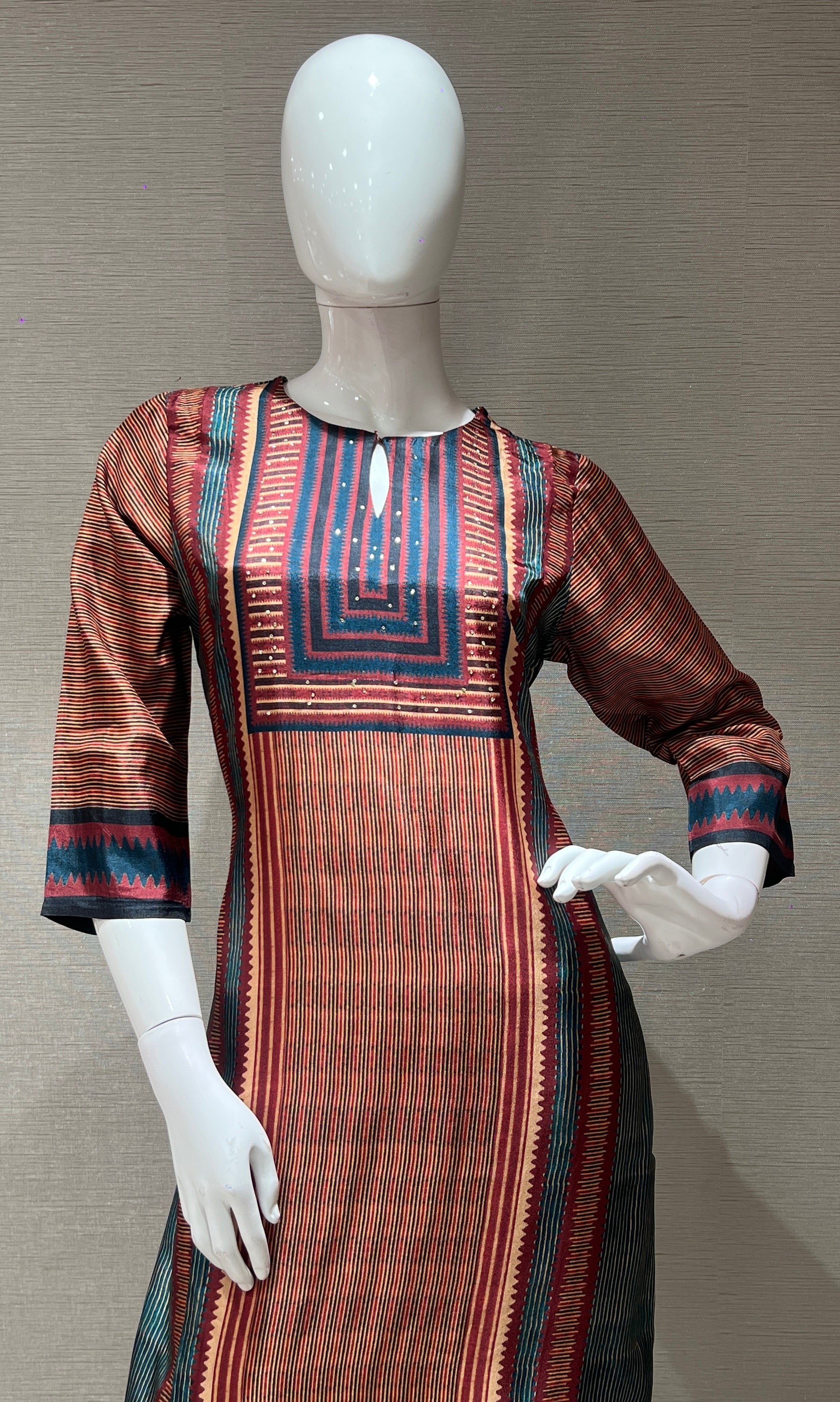multi printed kurta with dupatta