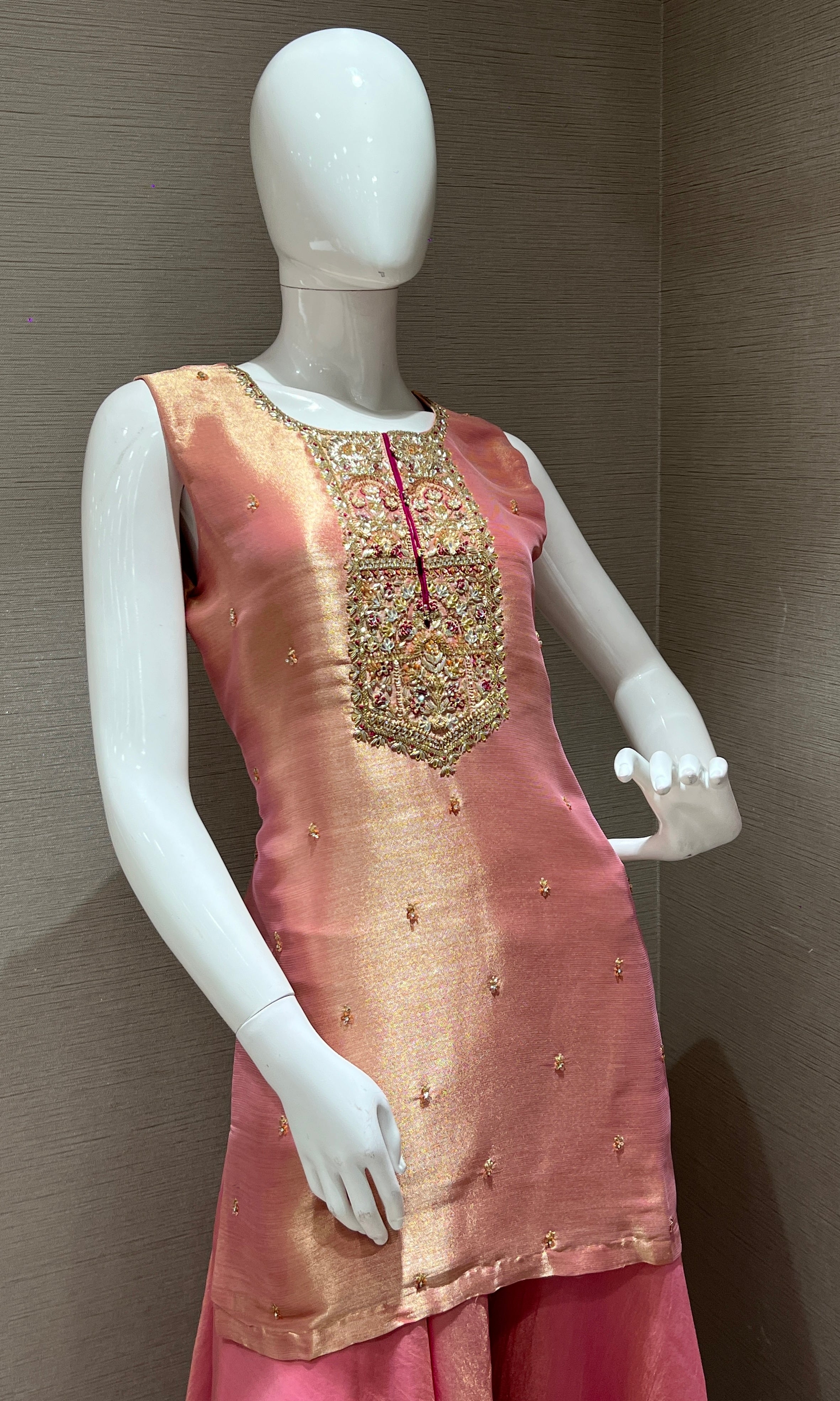 Rose Gold Embroidered Sharara Palazzo