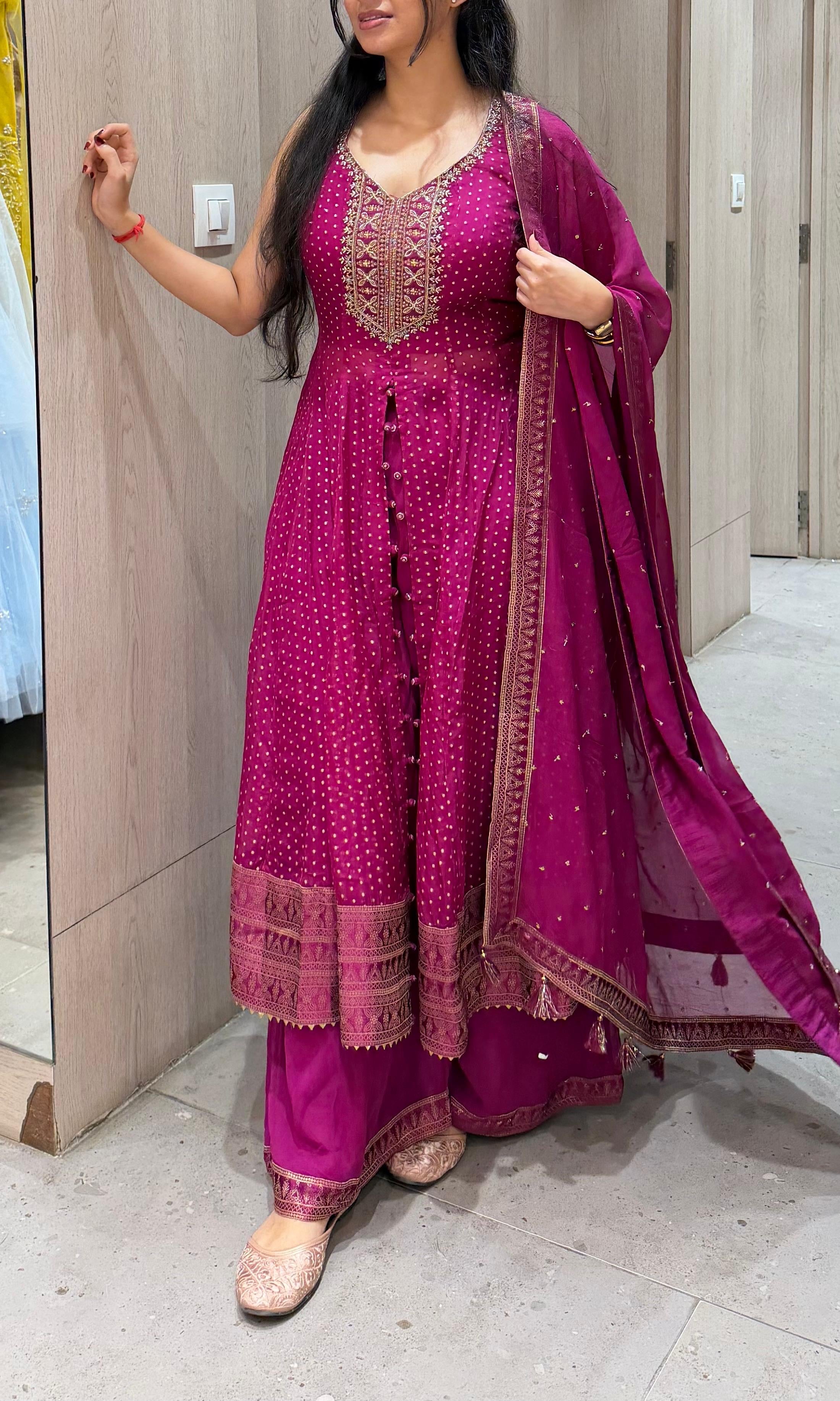 violet GOLDEN ENBROIDERED Anarkali