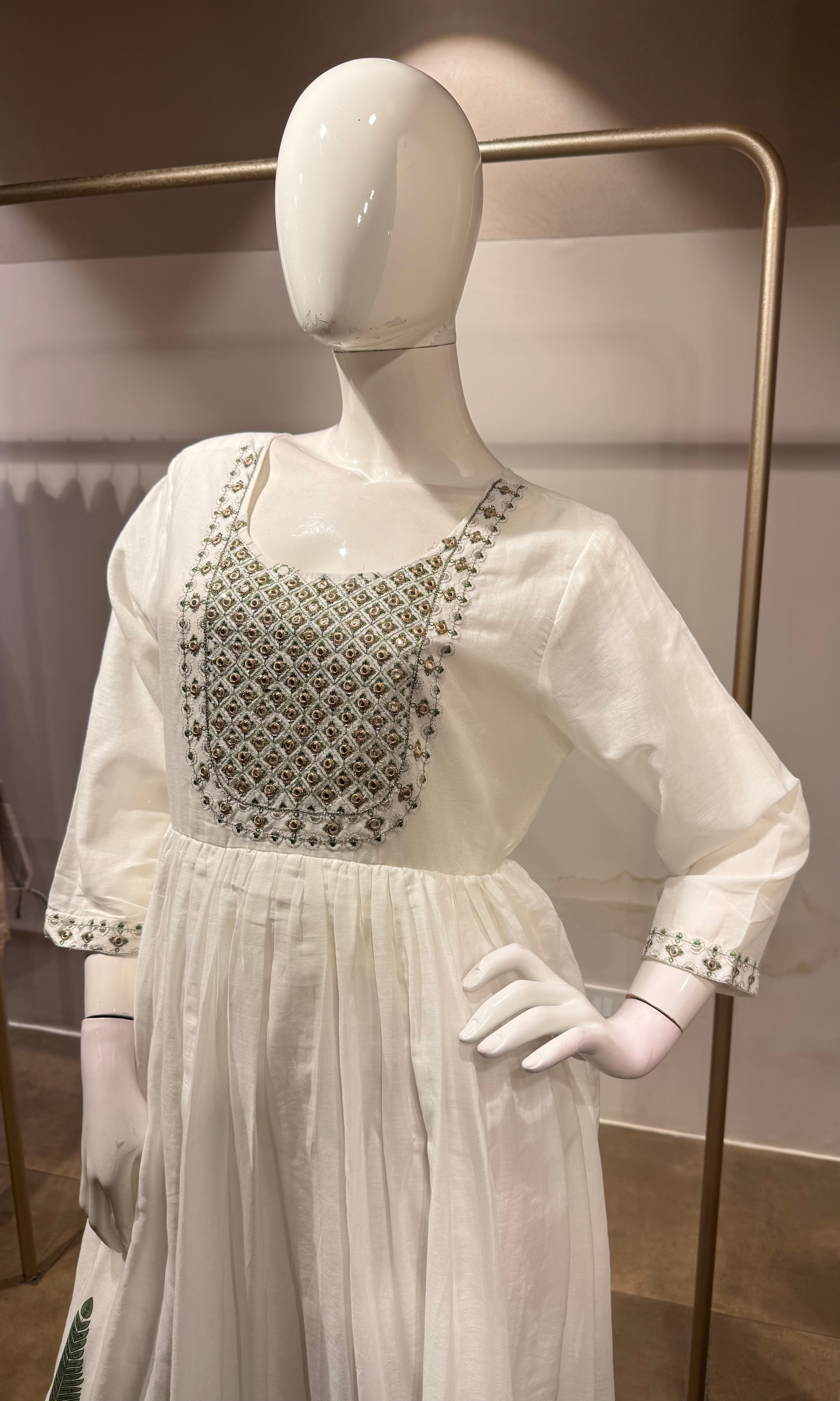 Green Floral Embroidered Kurta with Dupatta