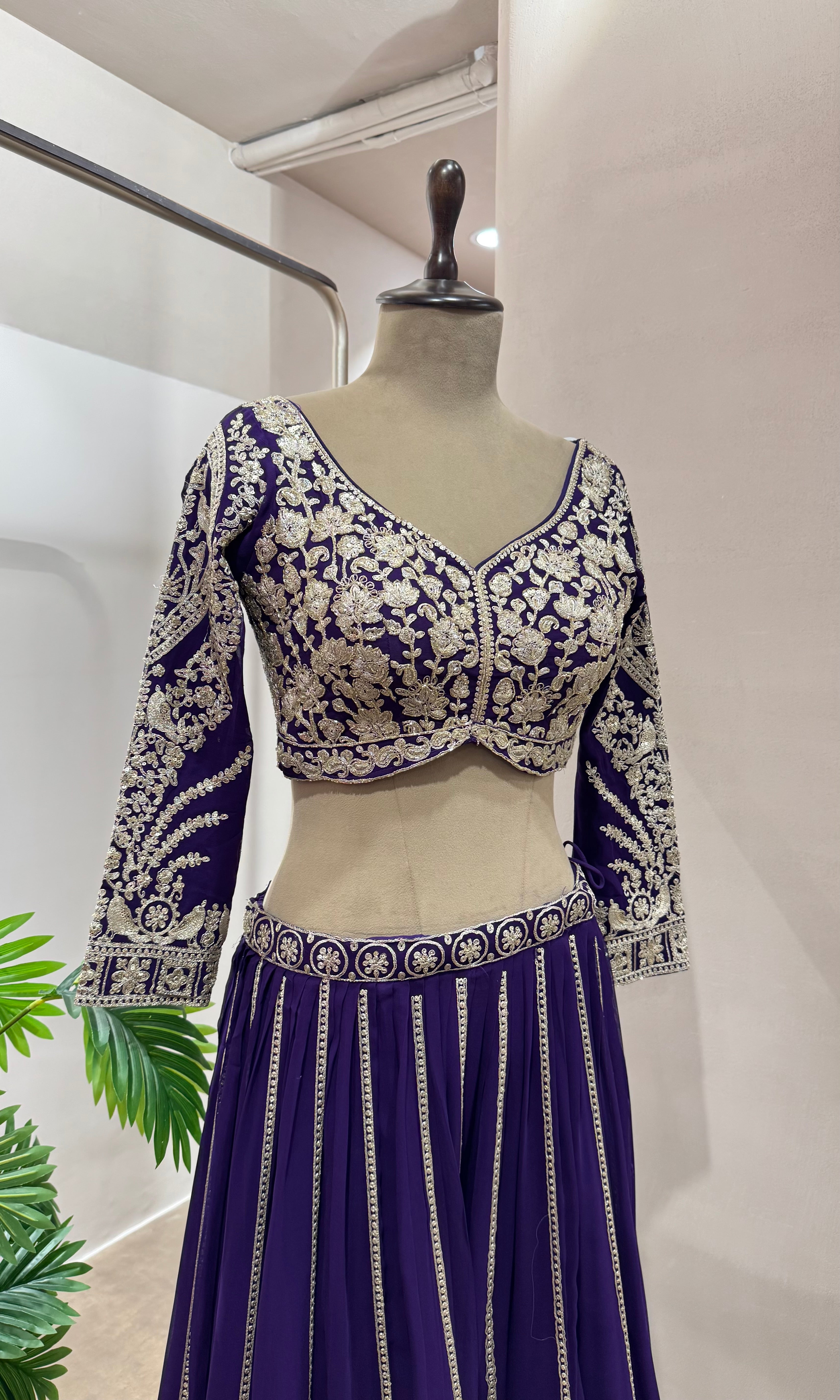 Purple HEAVY EMBROIDERED LEHENGA SET