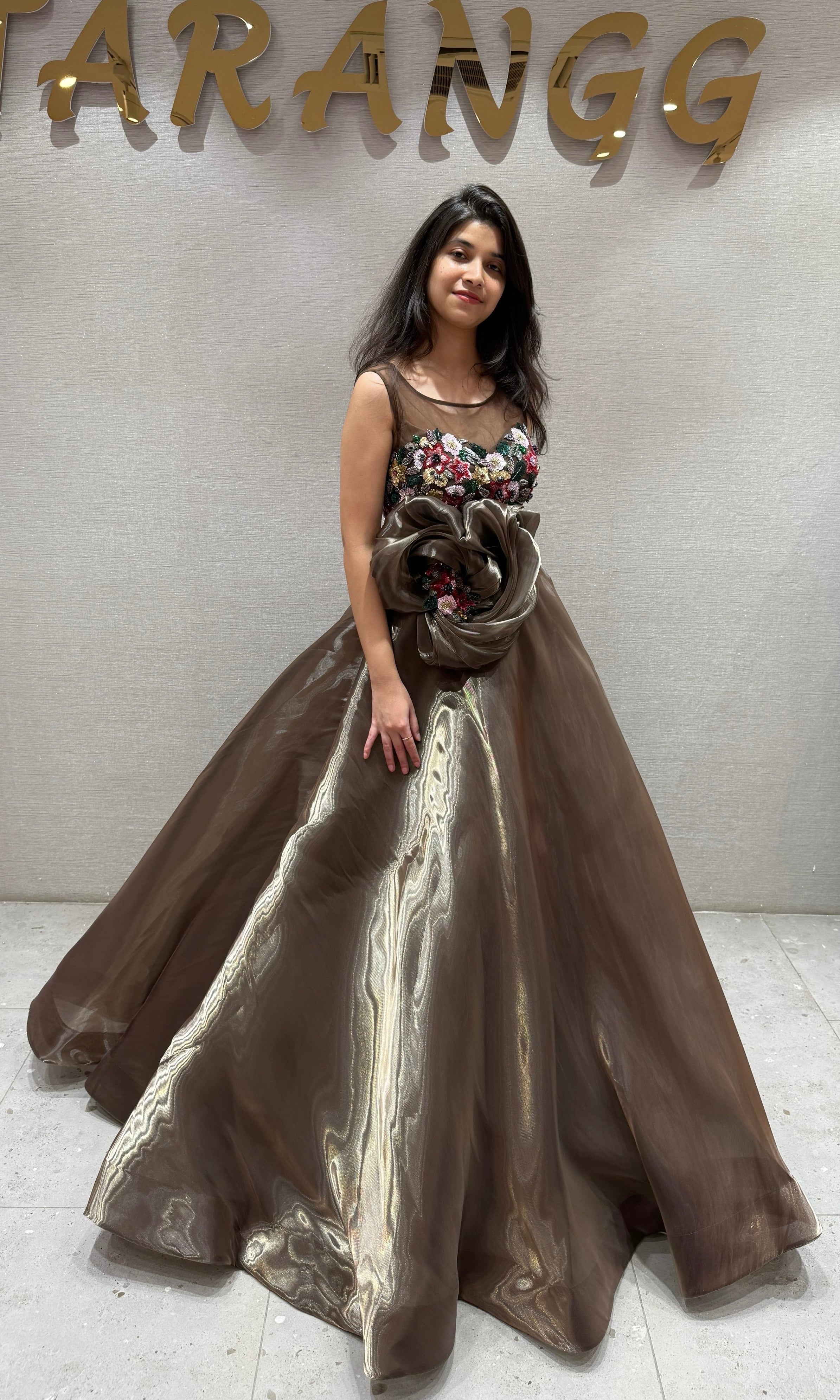 Champagne Dream Floral Ball Gown