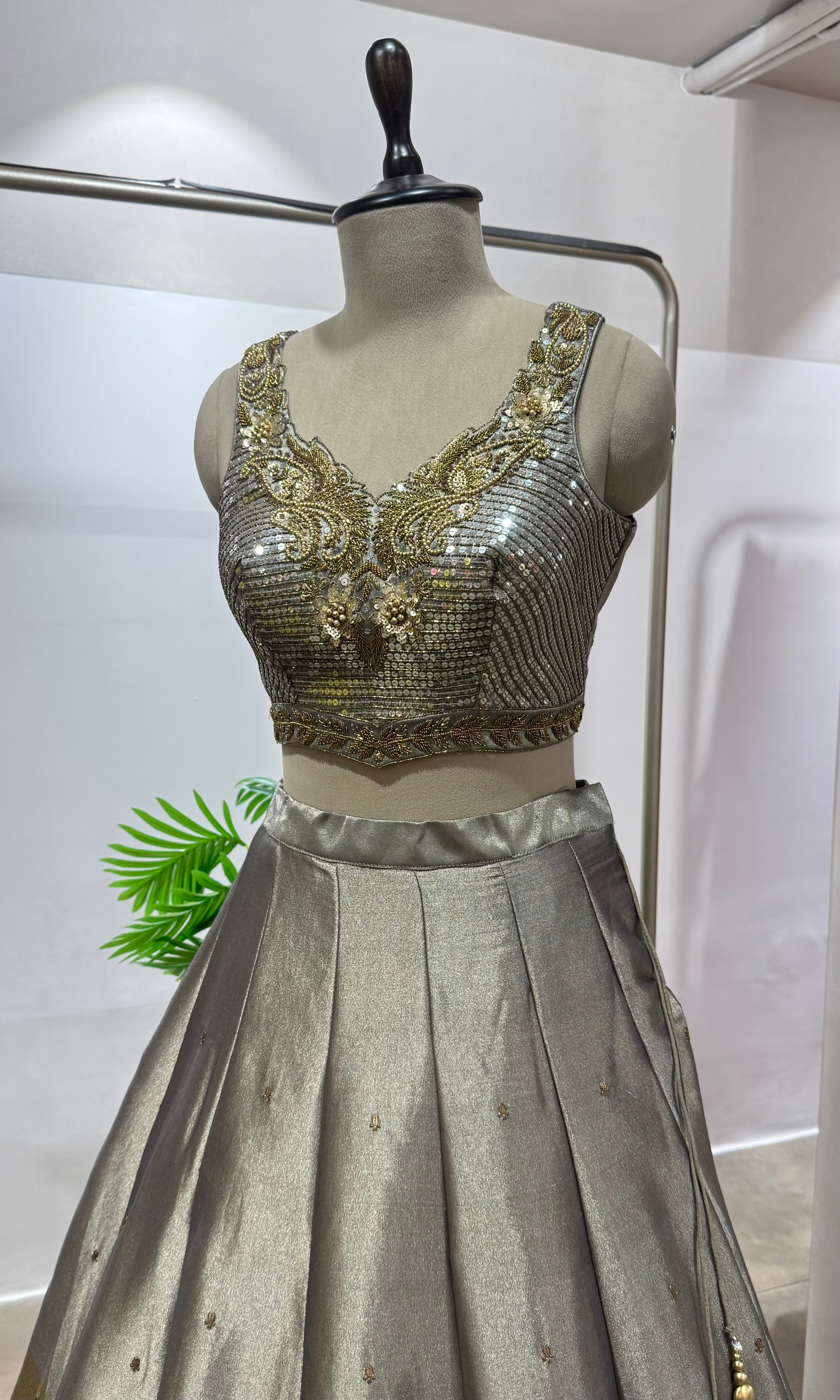 Copper gold Lehenga