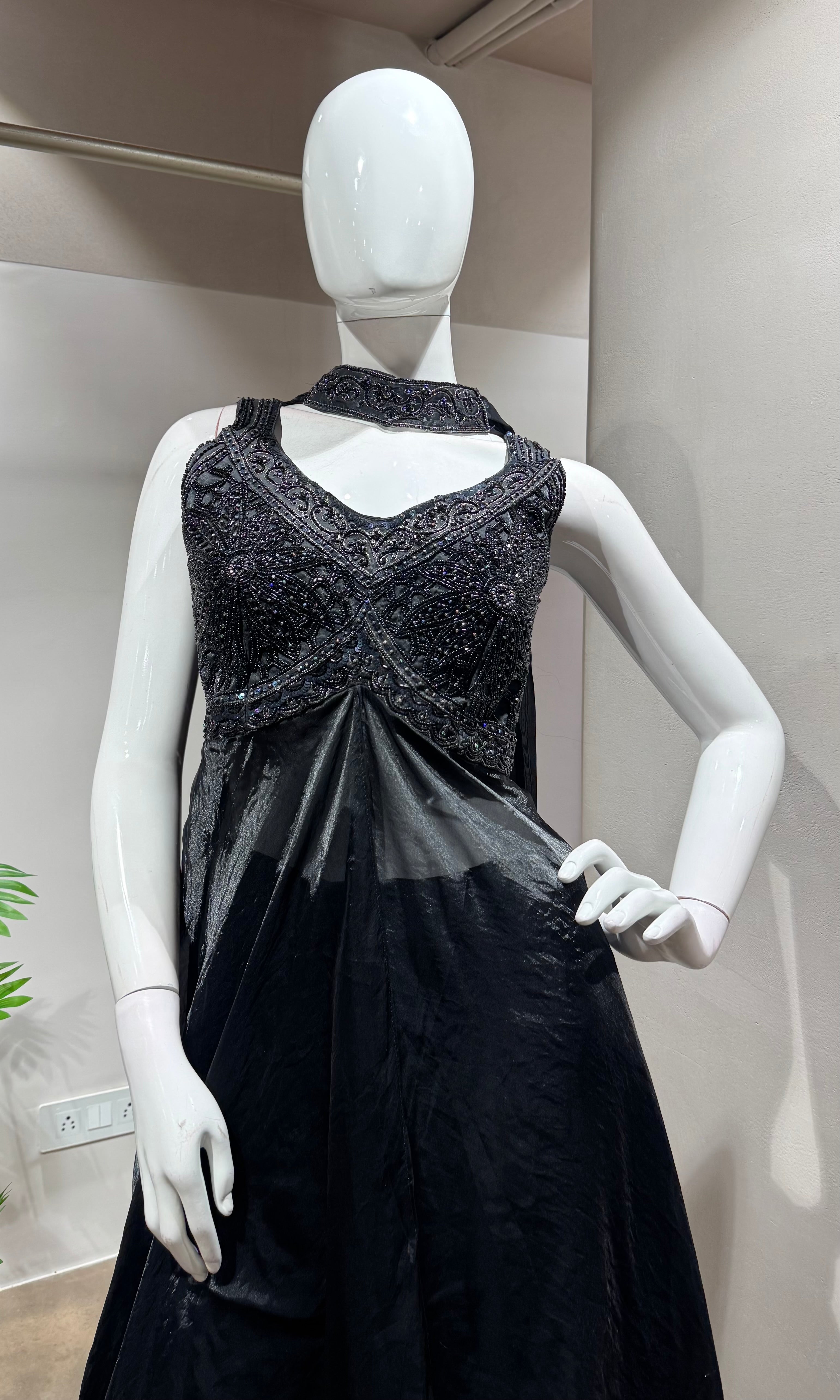 BLACK ANARKALI WITH PALAZZO PANTS