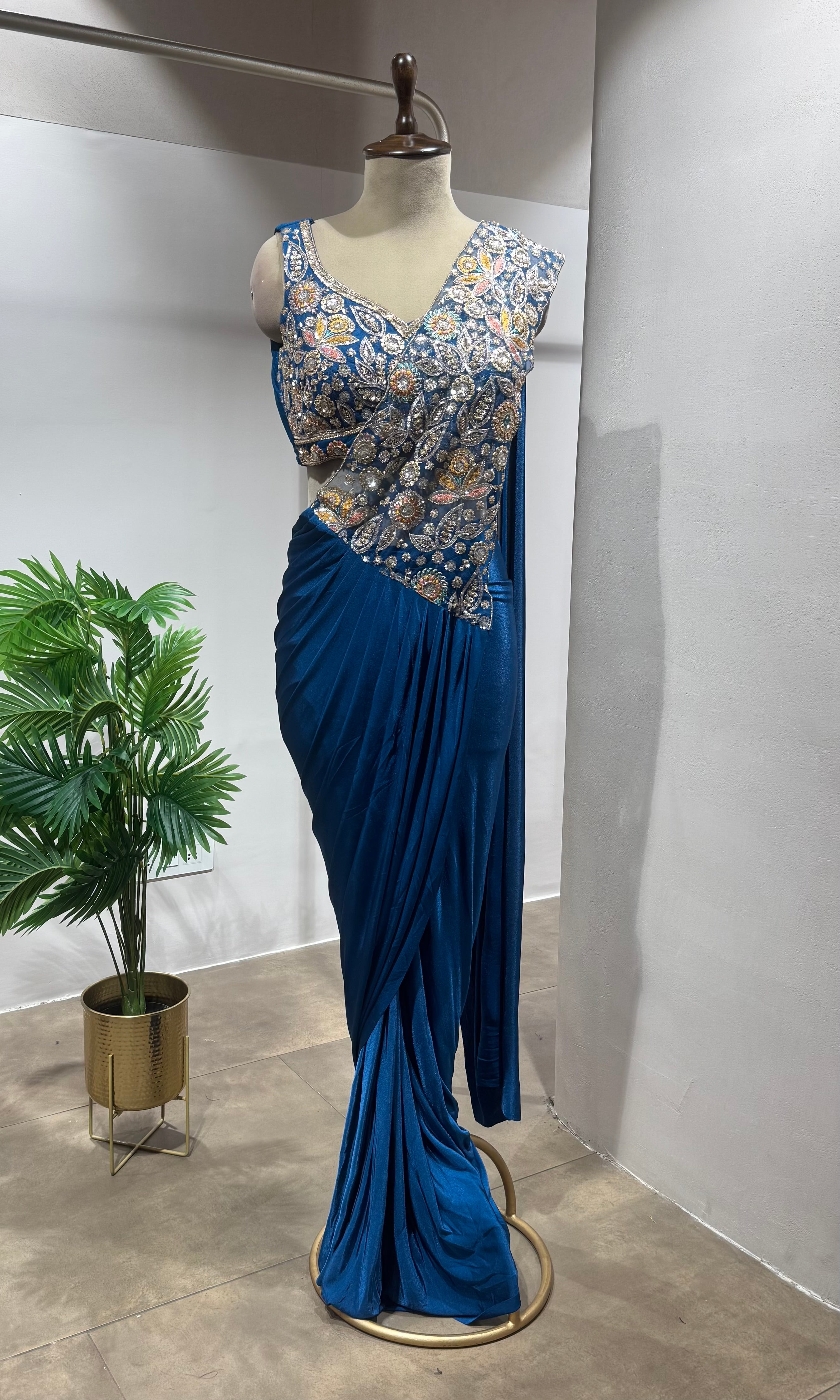 Royal Blue DRAPE Lycra Saree