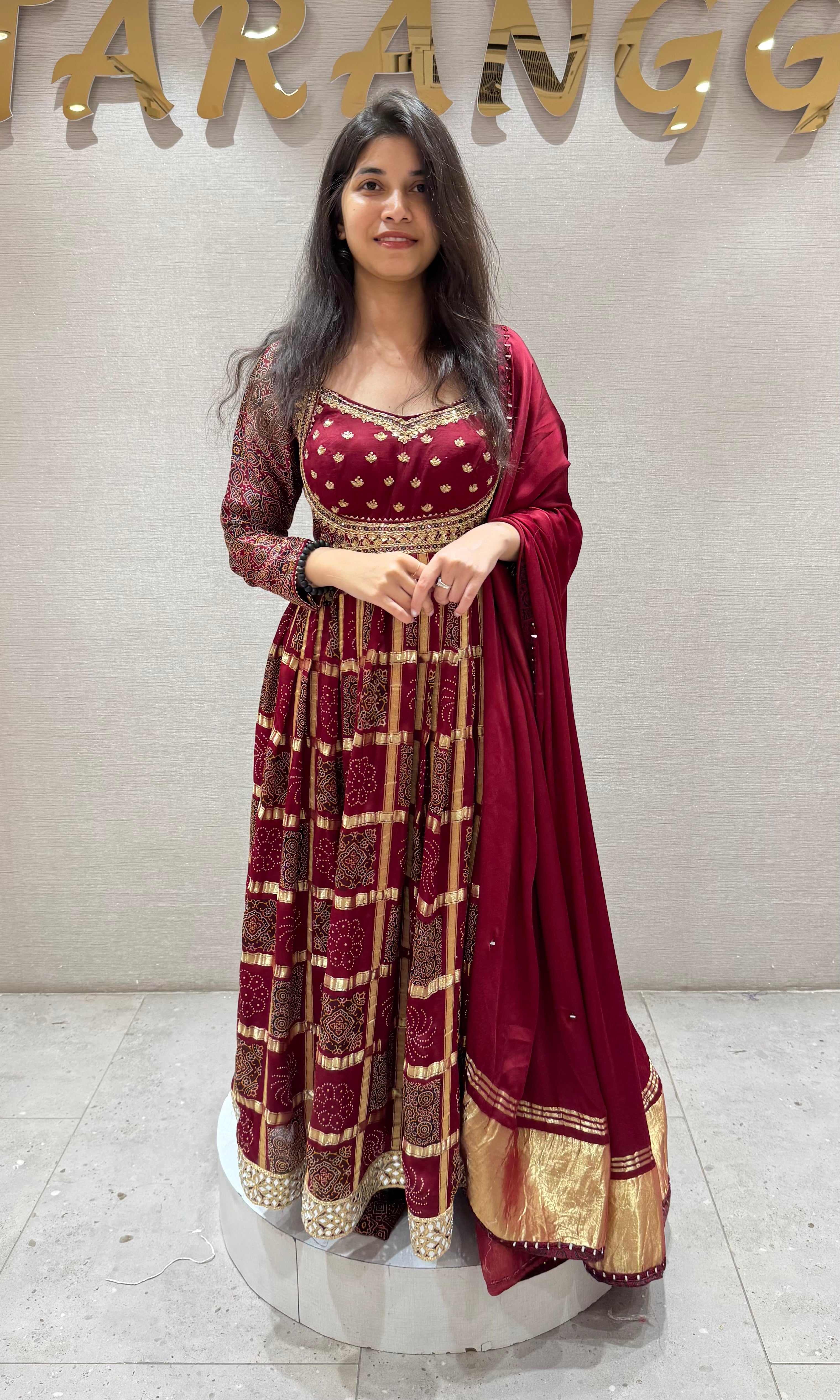 Maroon GOLDEN EMBROIDERED ANARKALI