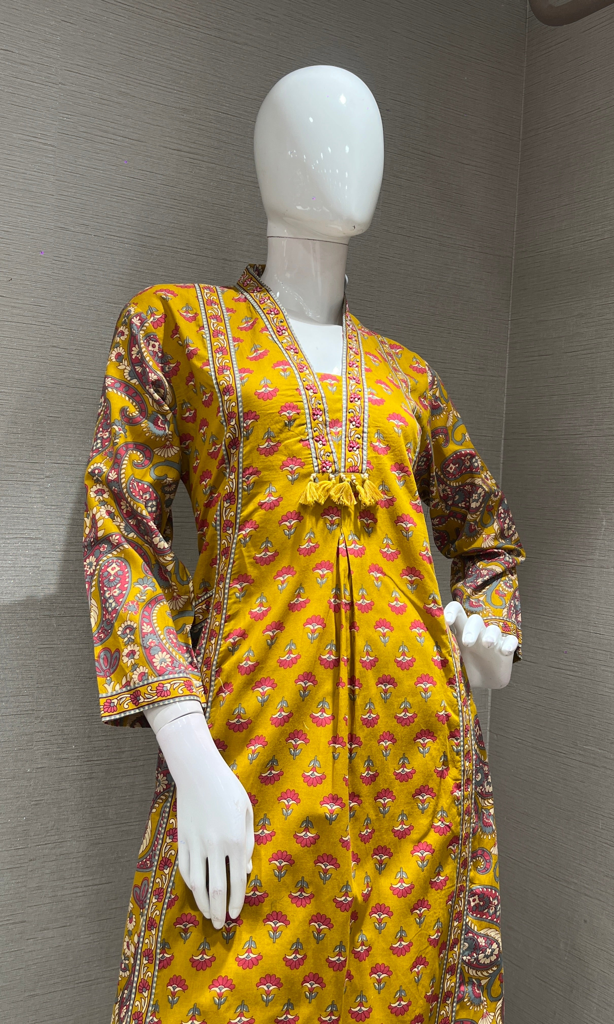 Mustard yellow KURTA SET WITH PALAZZO PANTS