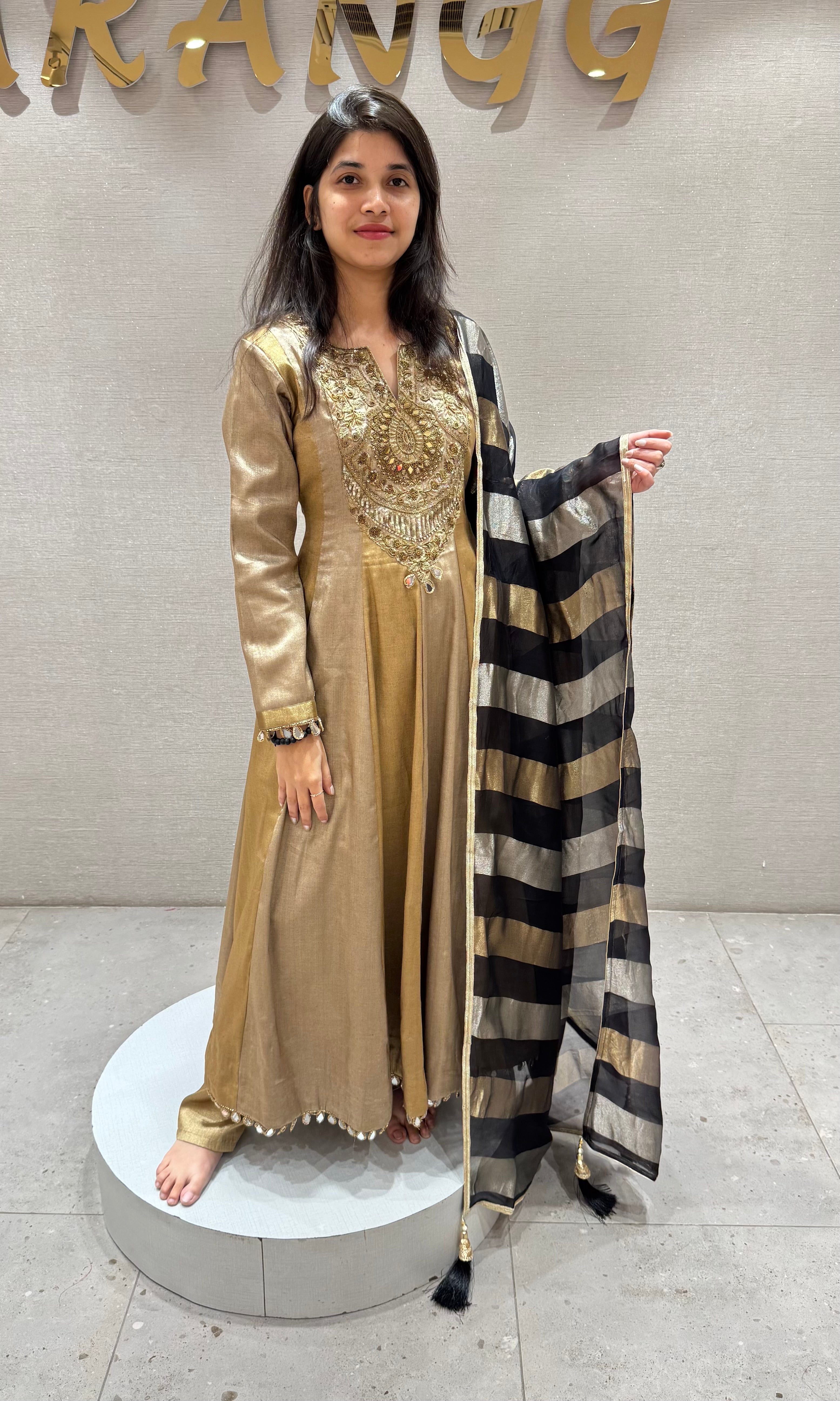 Gold EMBROIDERED Anarkali SET