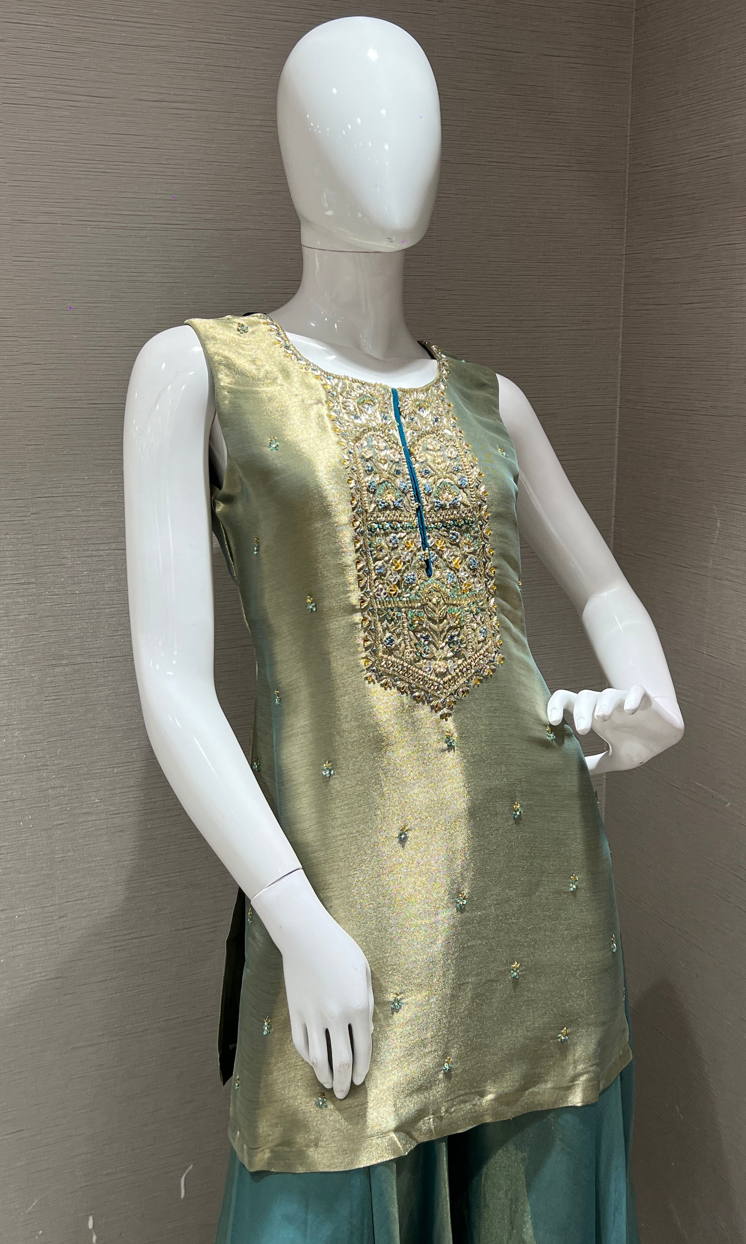Green Embroidered Sharara Palazzo