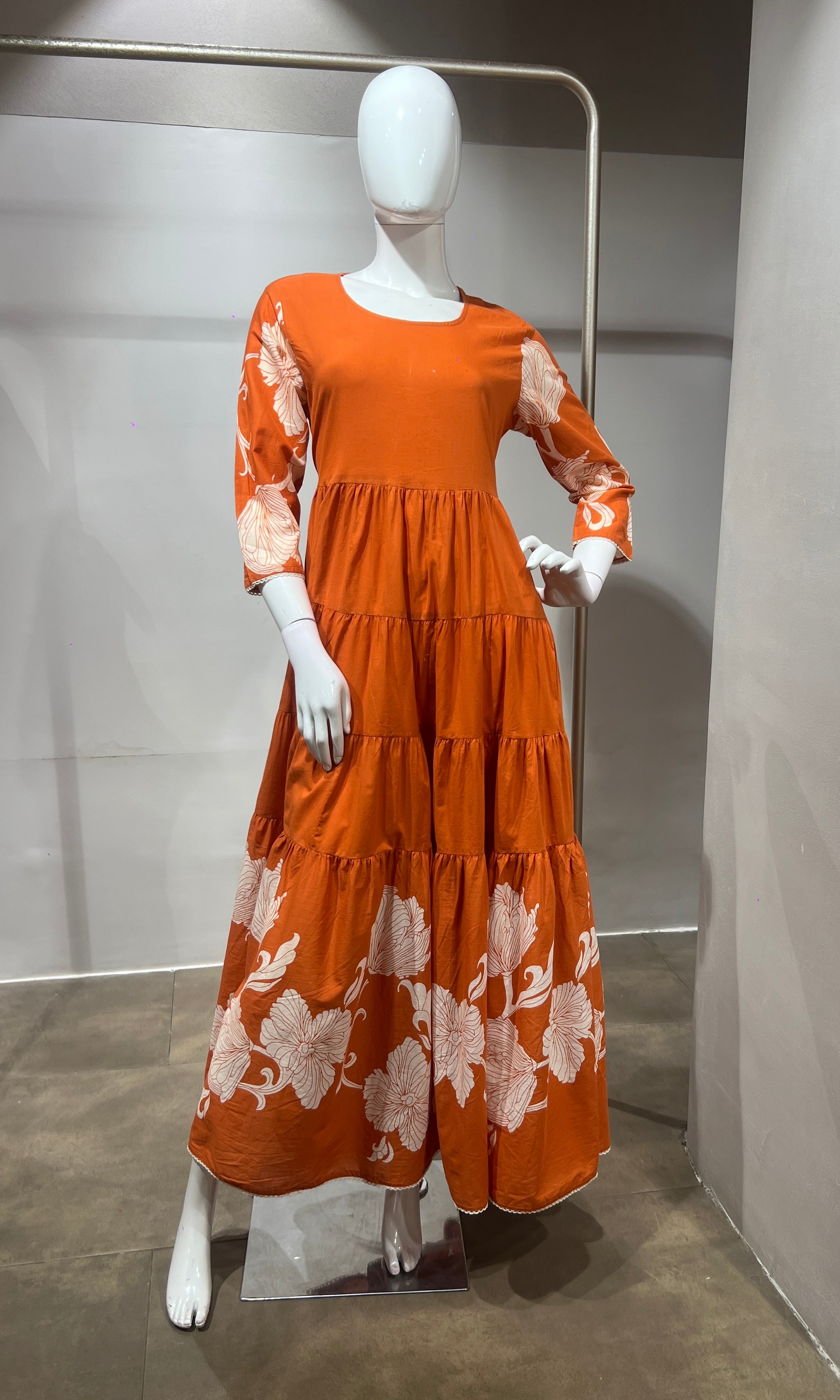 Rust Floral Frock with Jacket