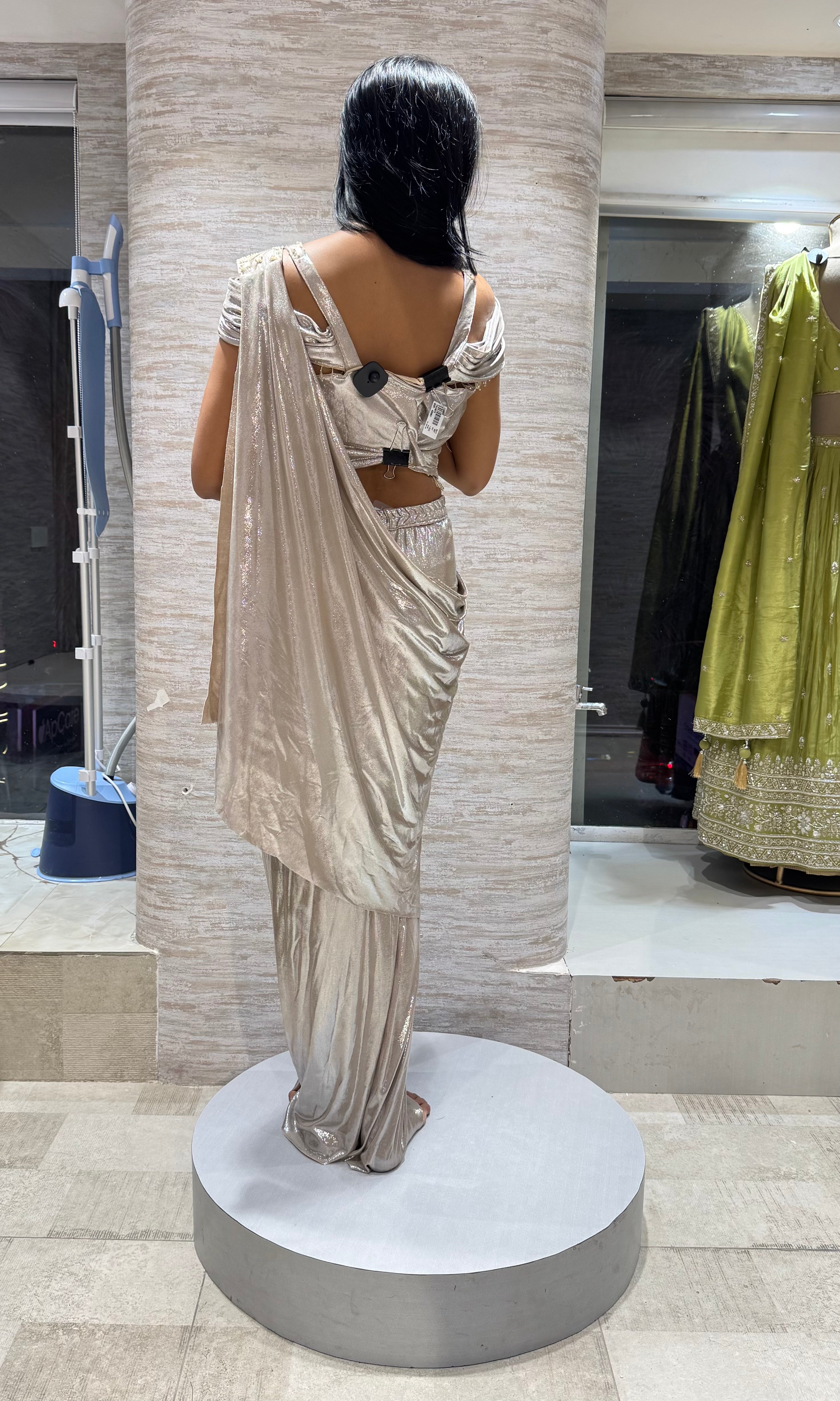 GOLD DRAPE SAREE WITH CORSET BLOUSE