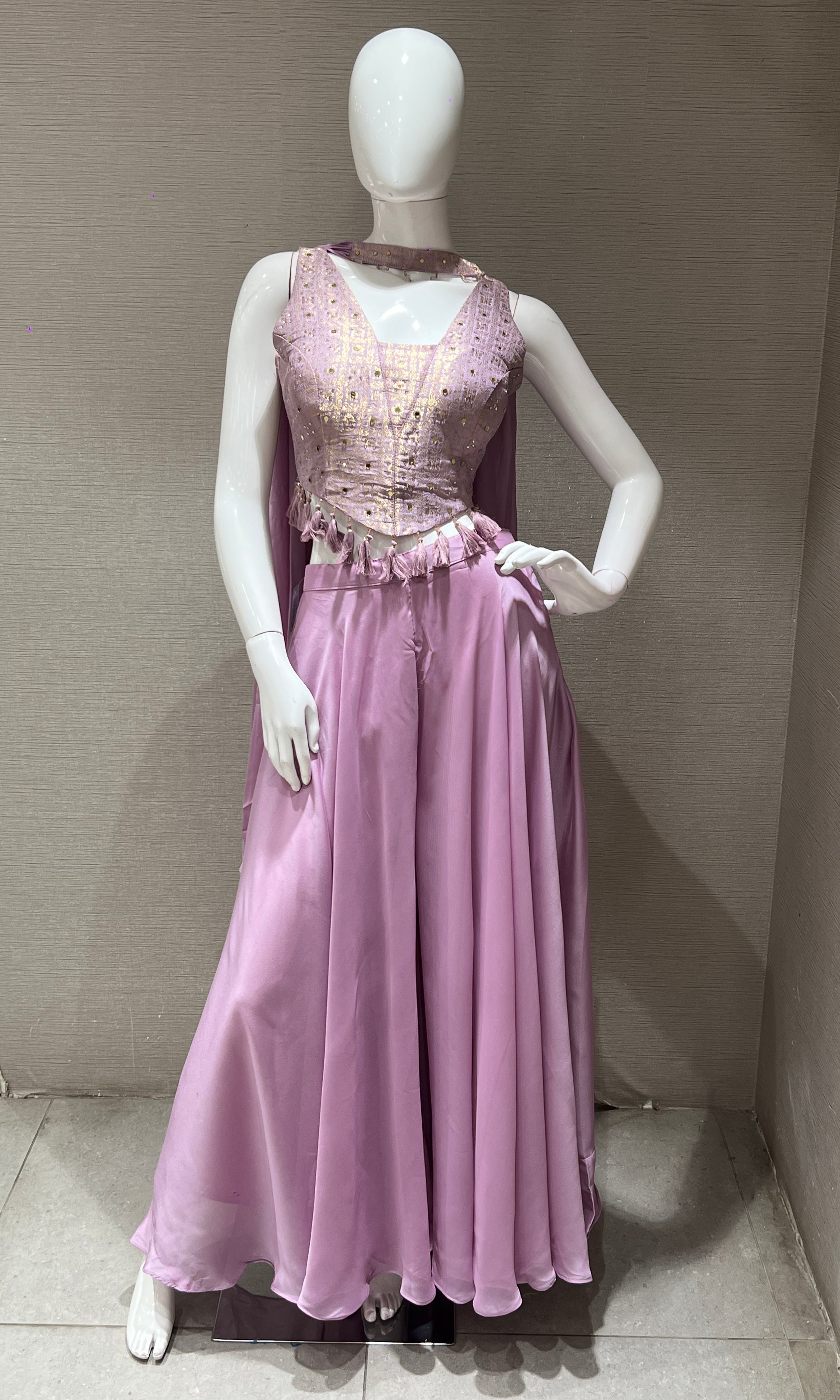 Light Purple embroidered corset top with Palazoo