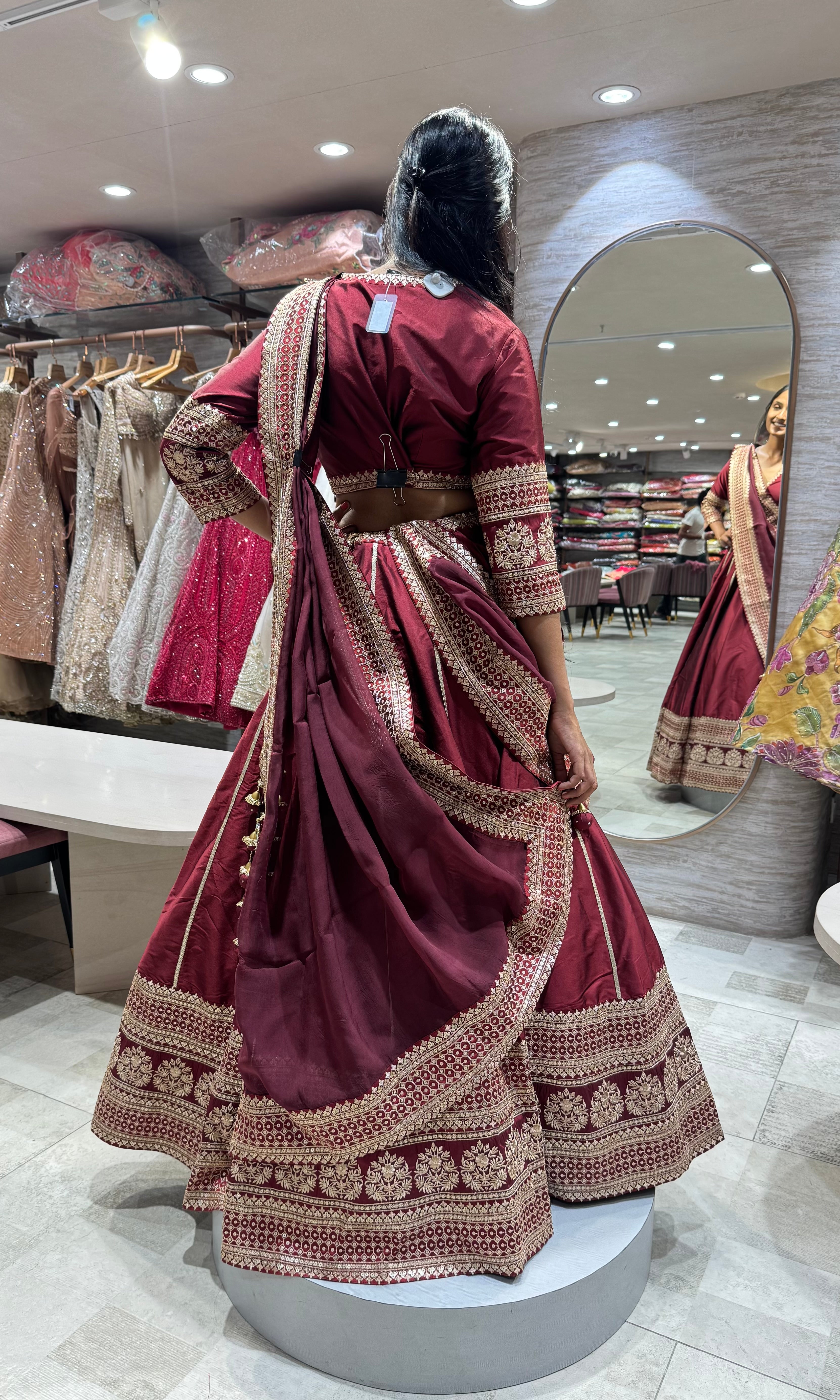 MAROON GOLDEN EMBROIDERED LEHENGA