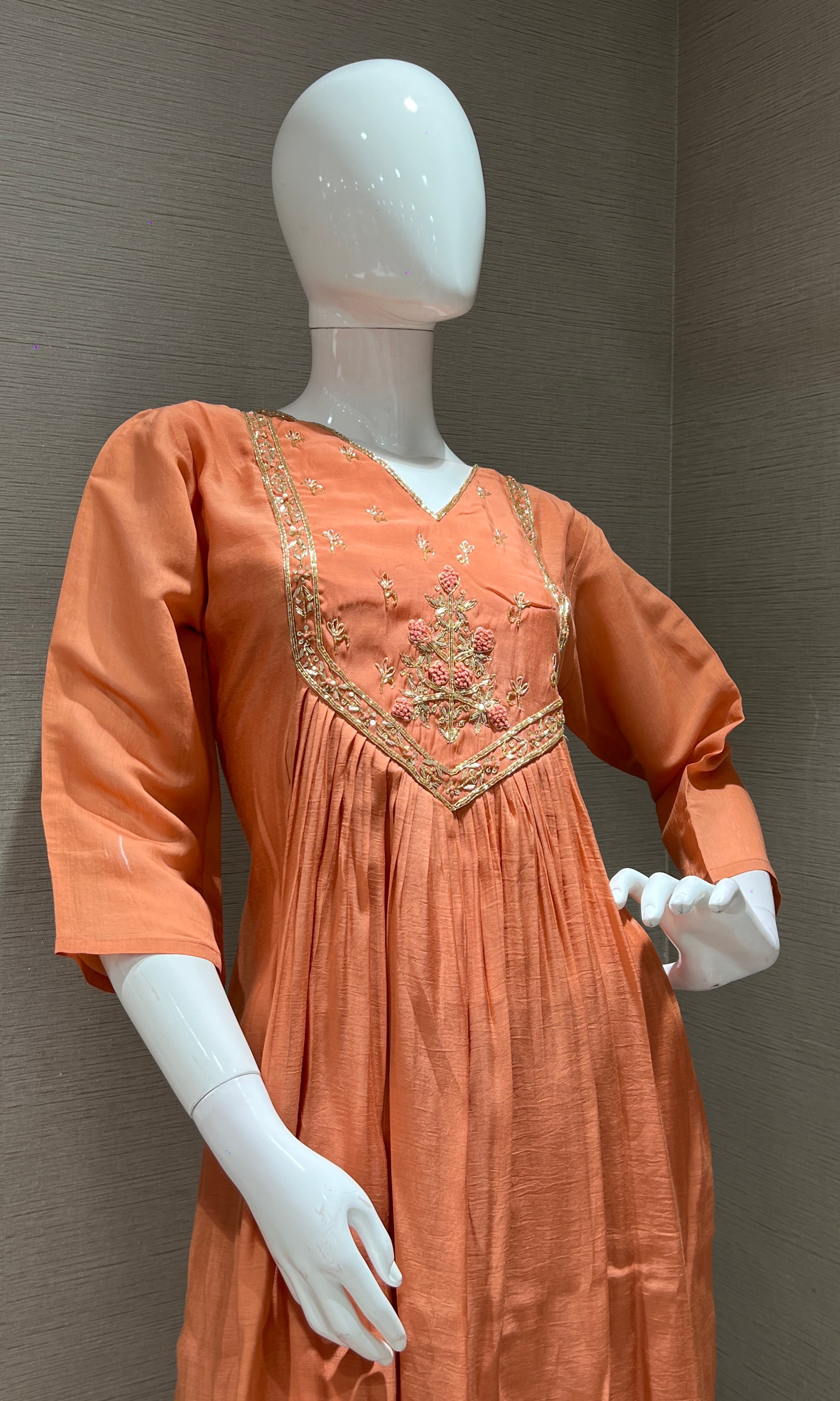 Rust MUL CHANDERI kurta set