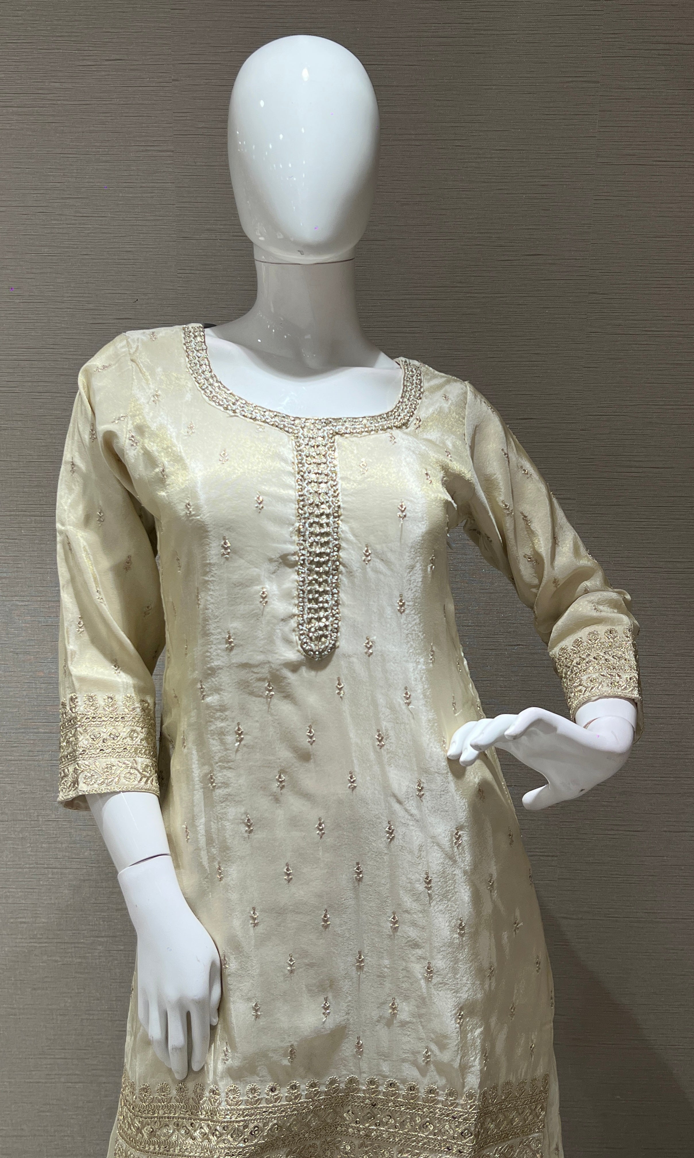 Half white Embroidered Sharara Palazoo