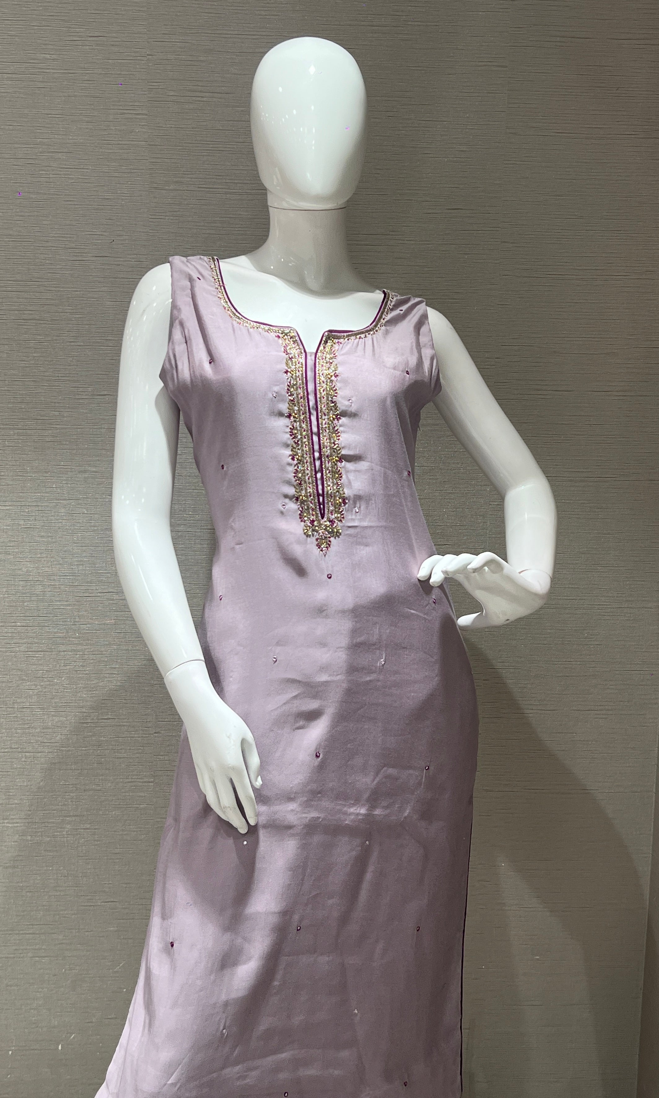 Lavender kurta set with purple Gold Dupatta