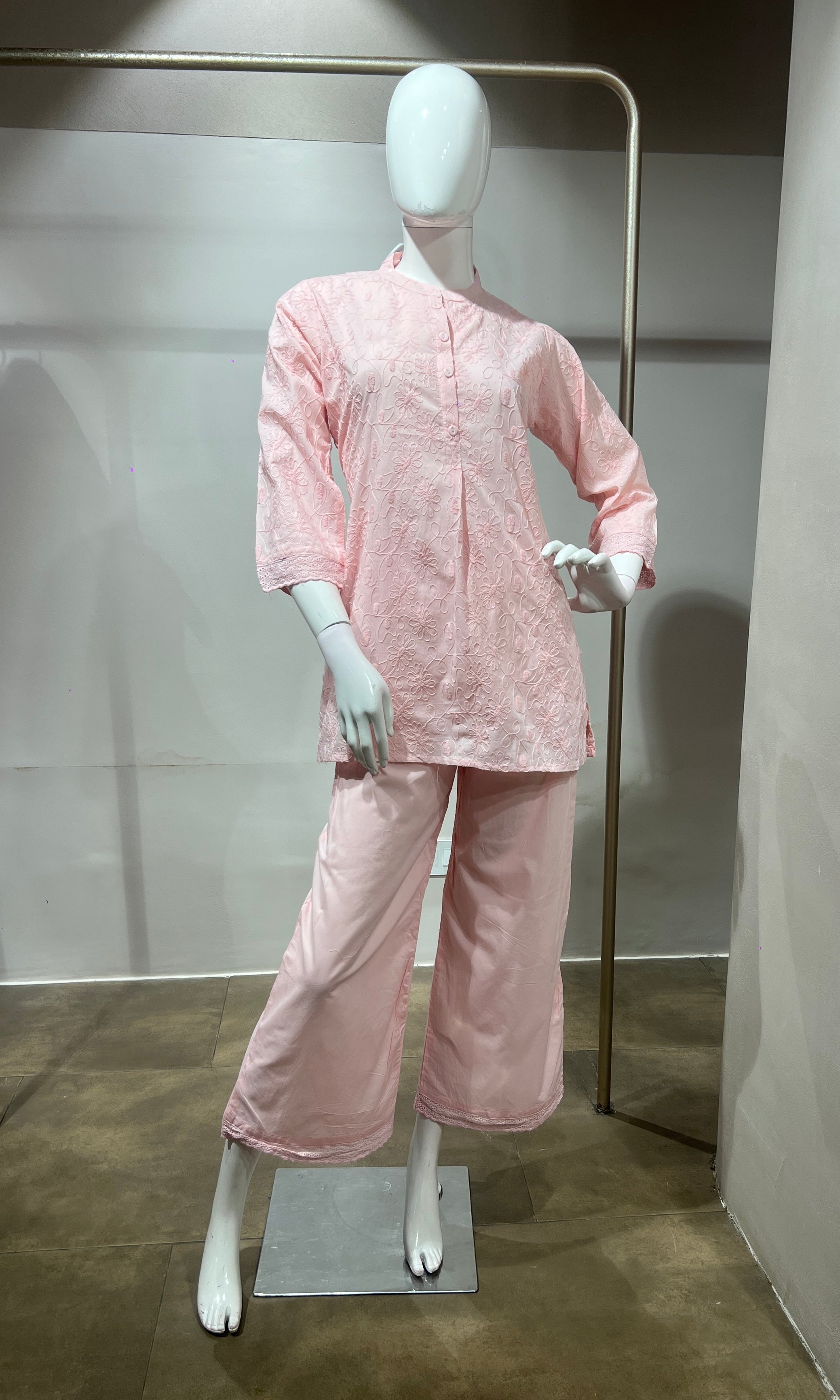 Baby pink Cotton Ethnic Co-ord Set
