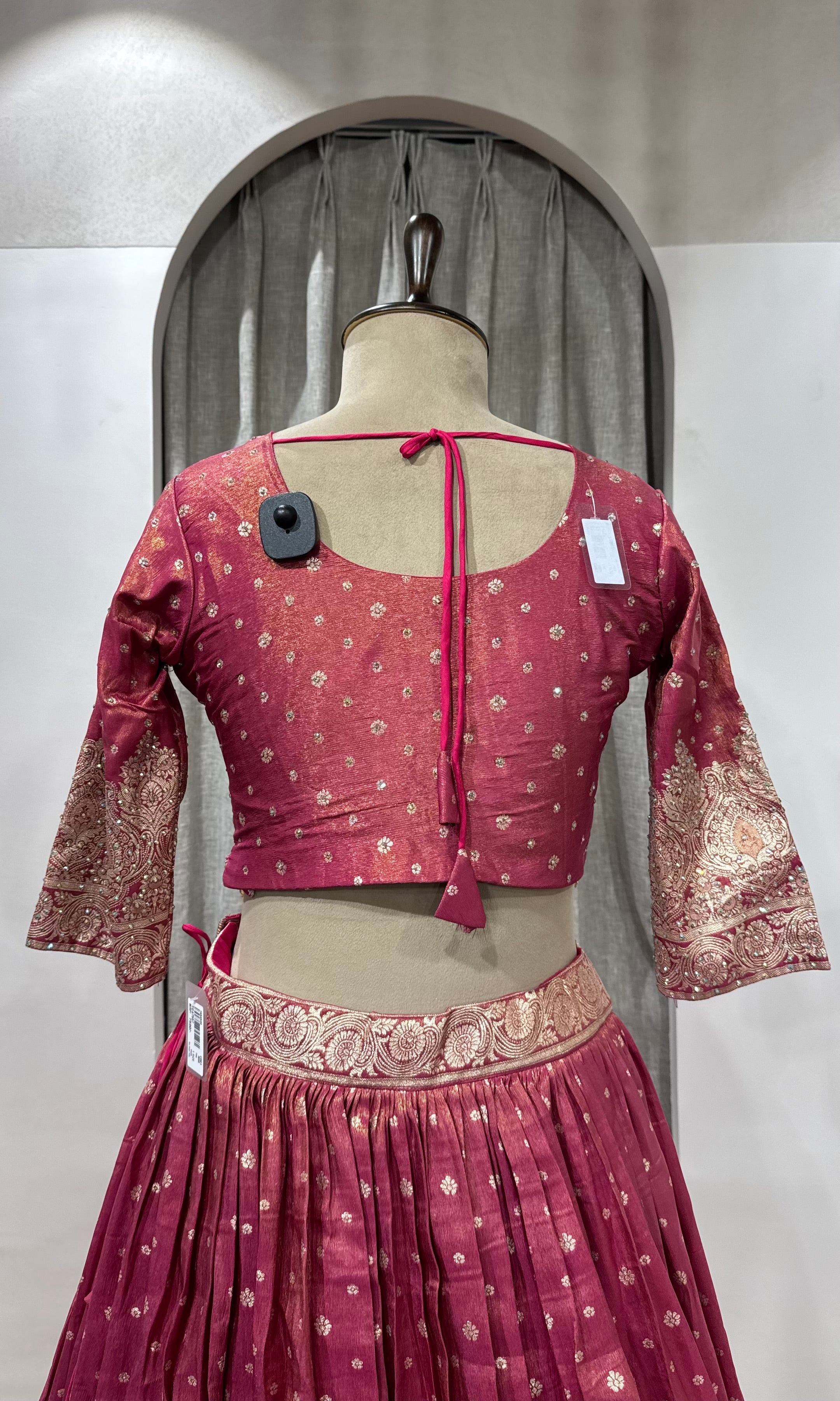 Pink Banarasi Lehenga Set with dupatta