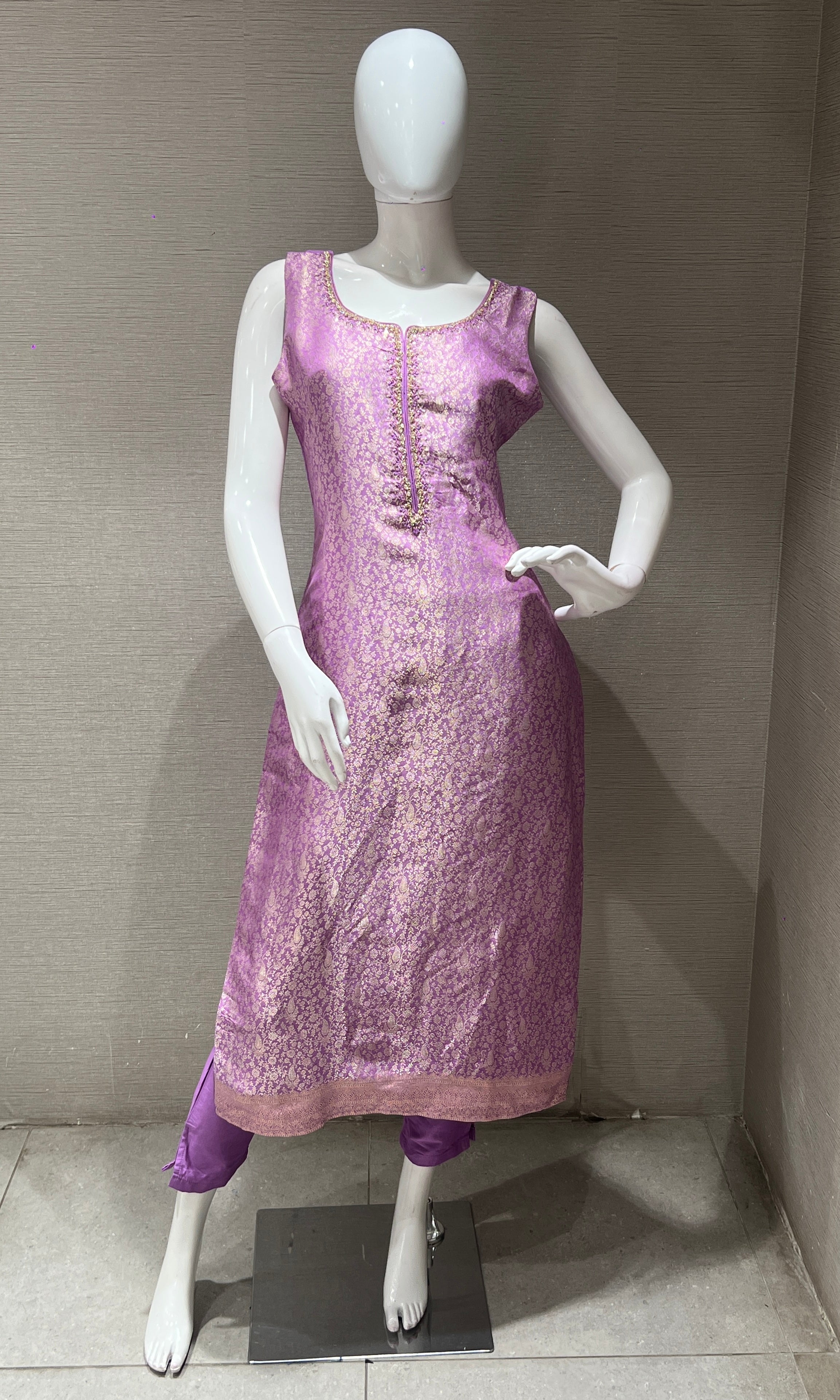 Light purple Brocade Kurta Set