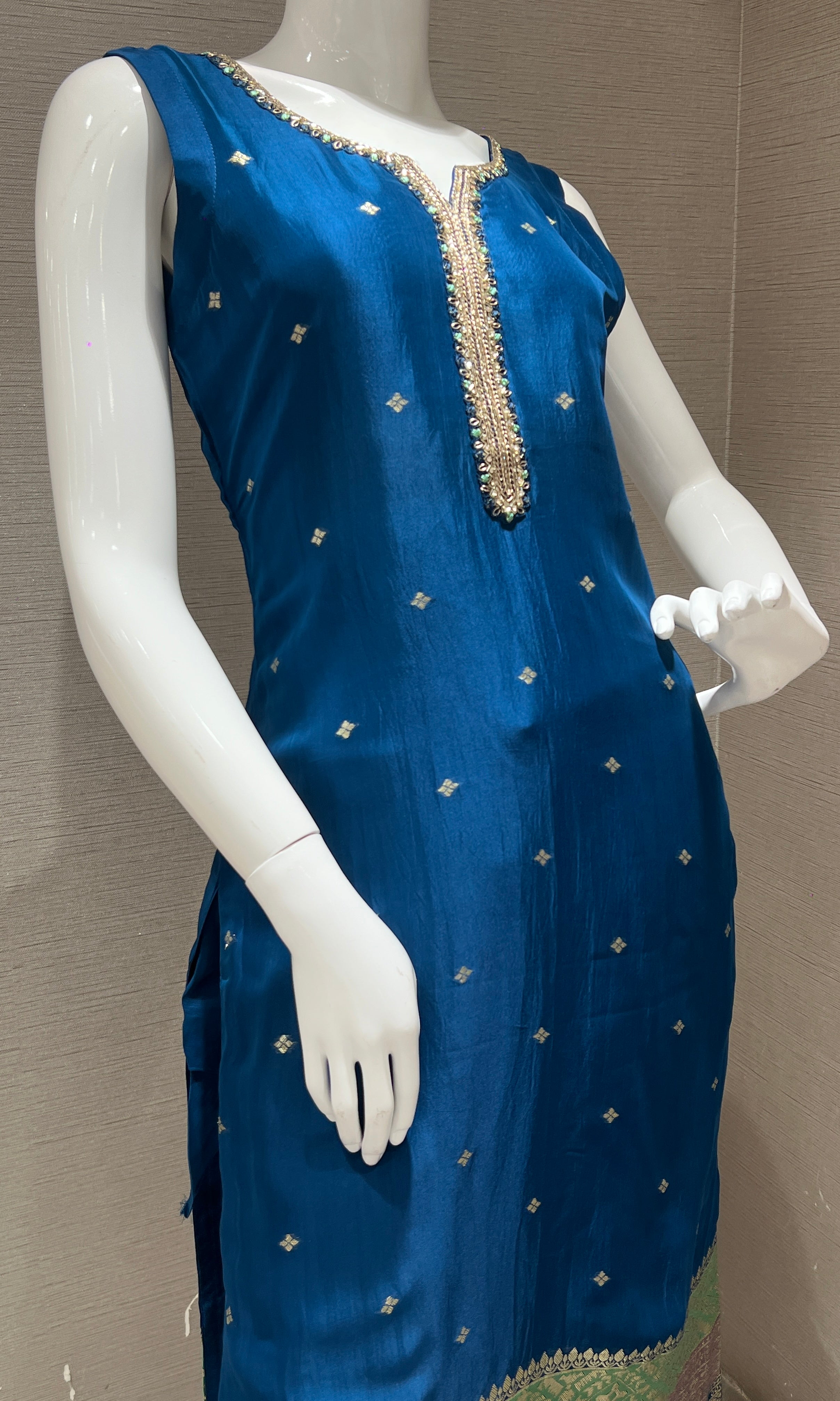 Peacock blue kurta set