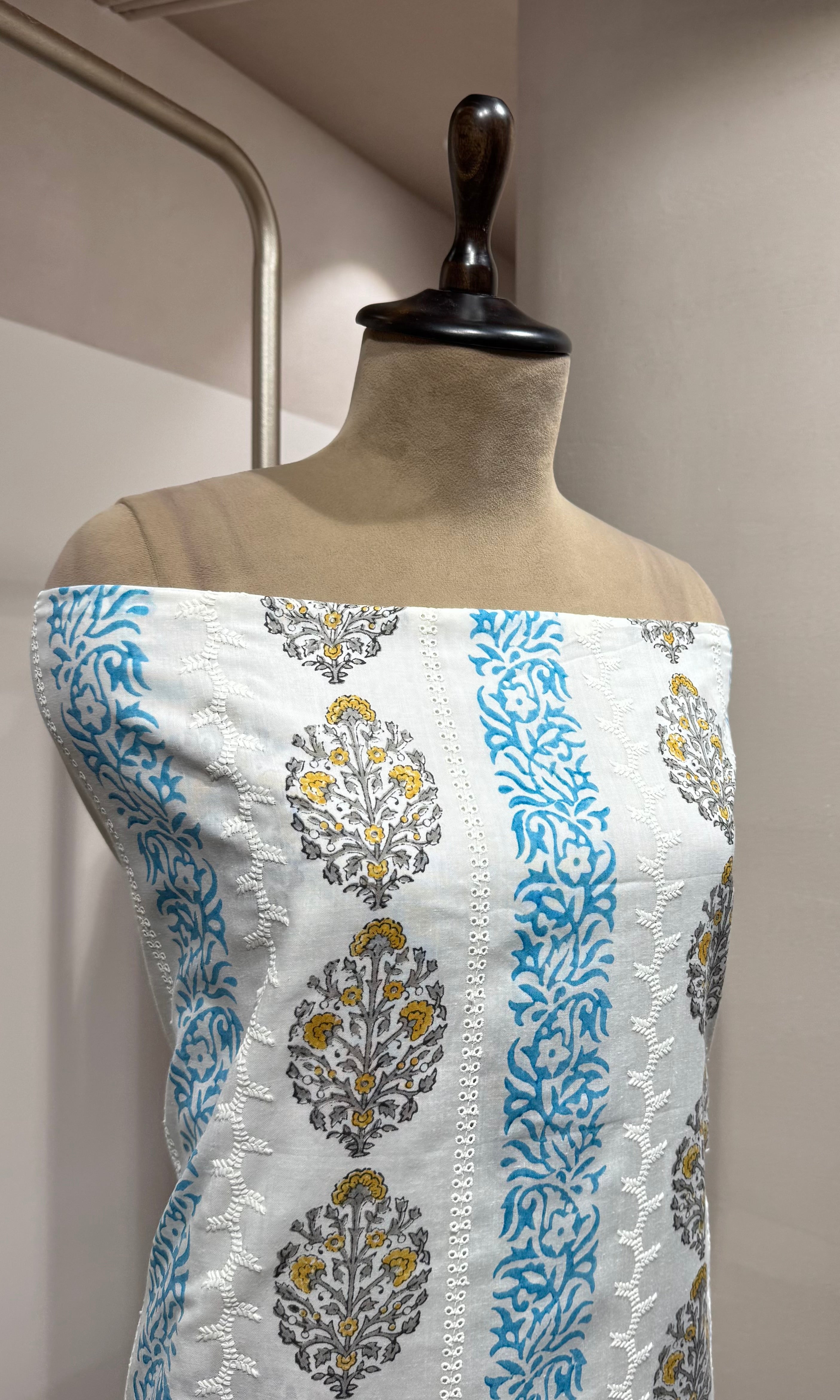Blue Floral Printed DRESS MATERIAL