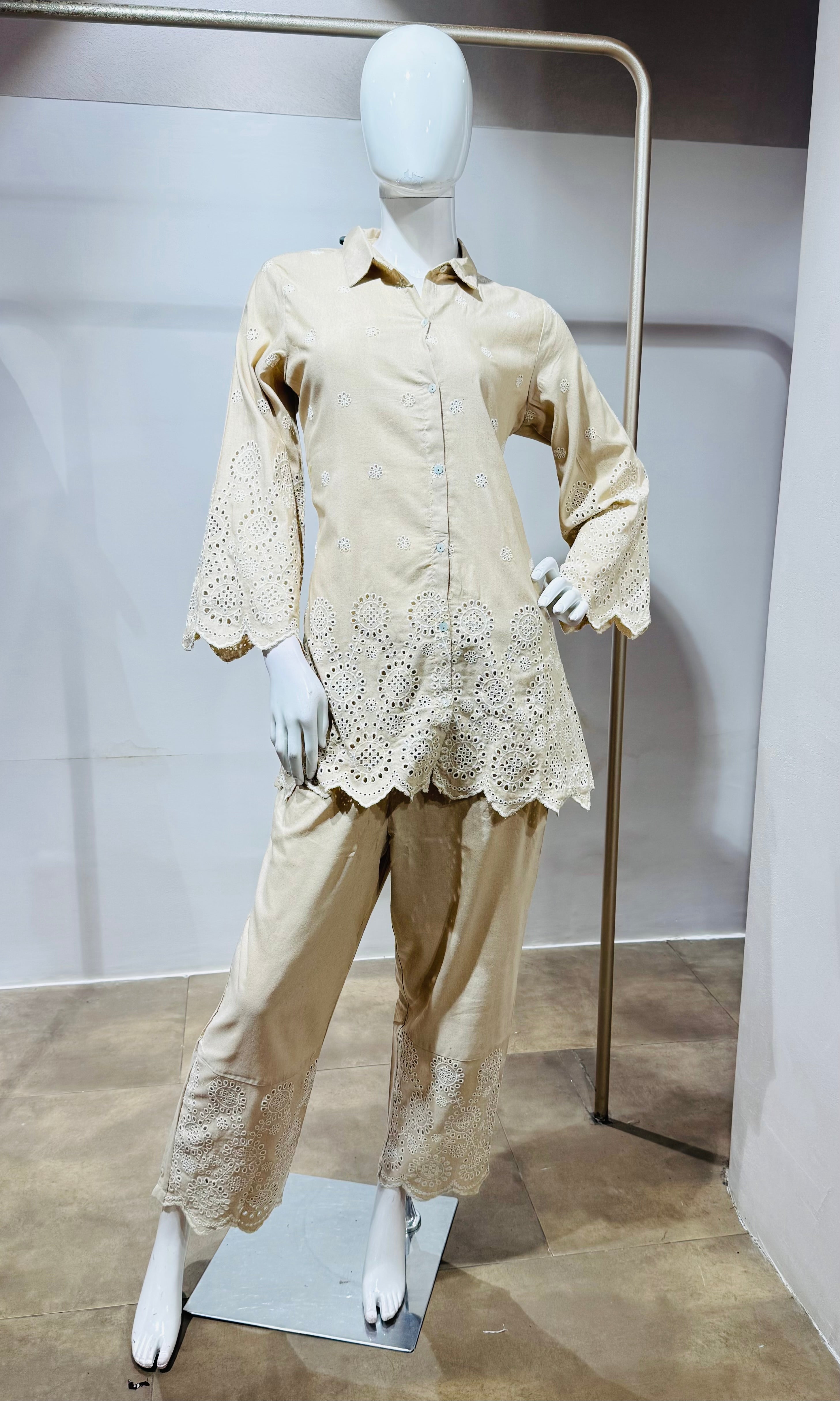 Beage Schiffli Cotton Co-Ord Set