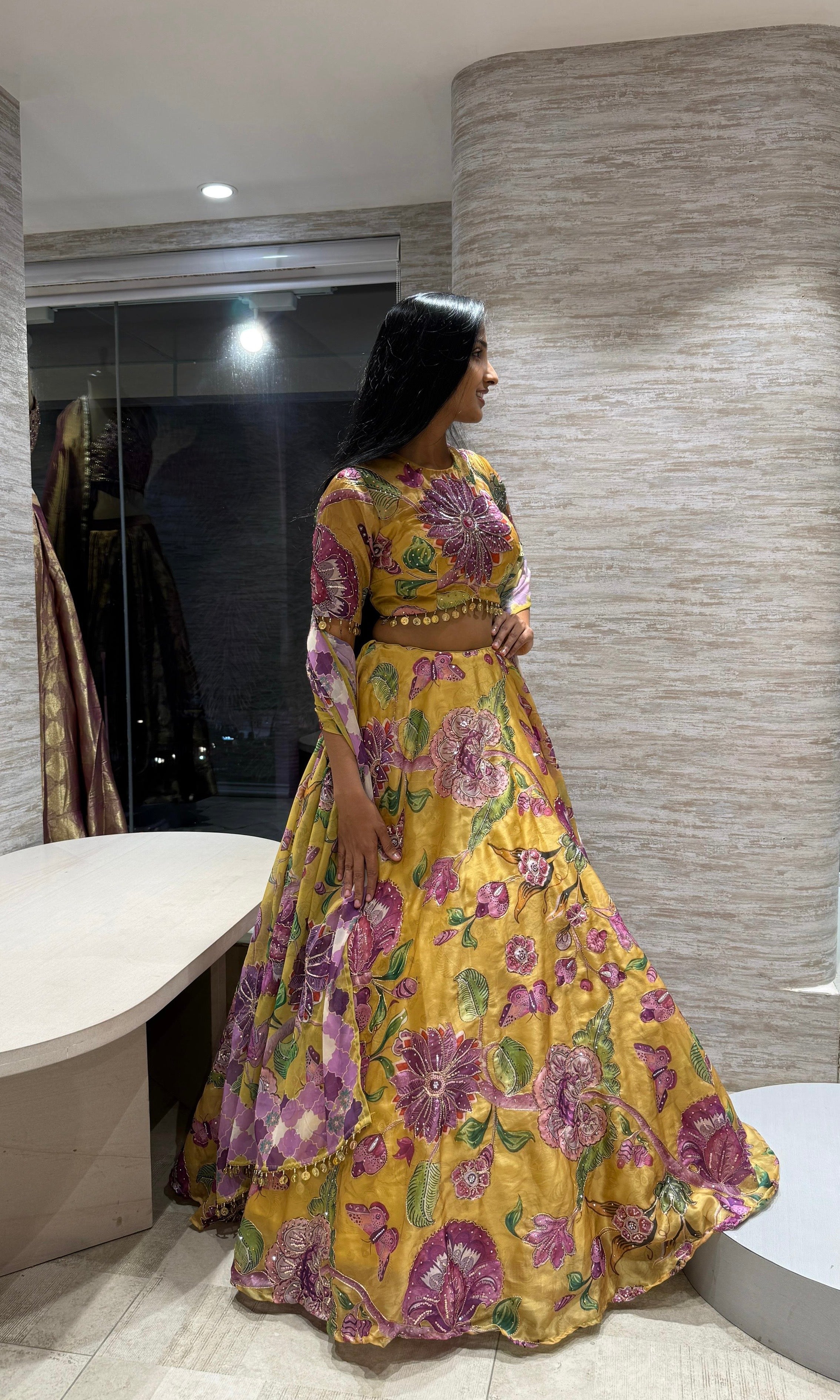 LIGHT Yellow Floral Lehenga Set