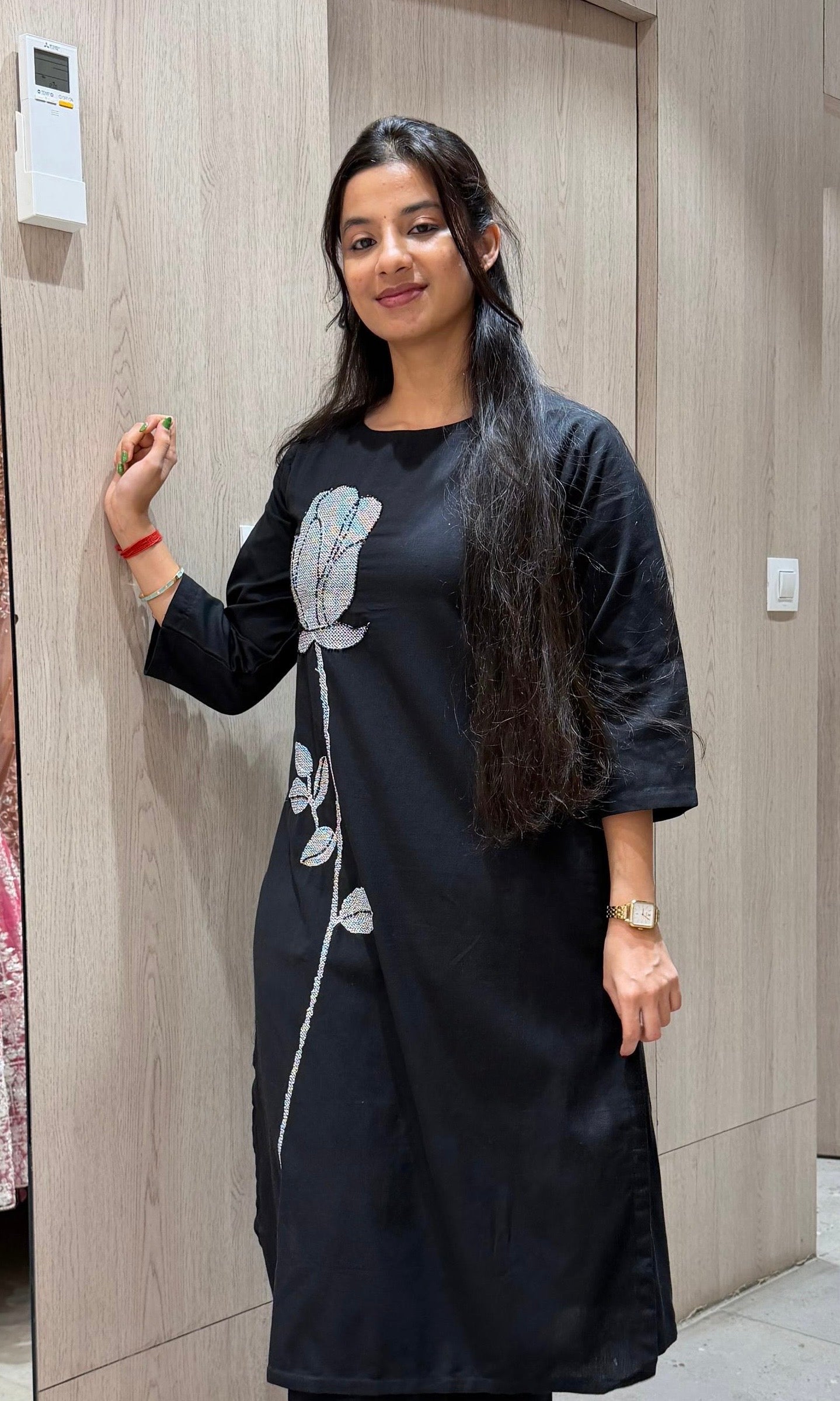 Black ROSE 2 PIECE KURTA SET