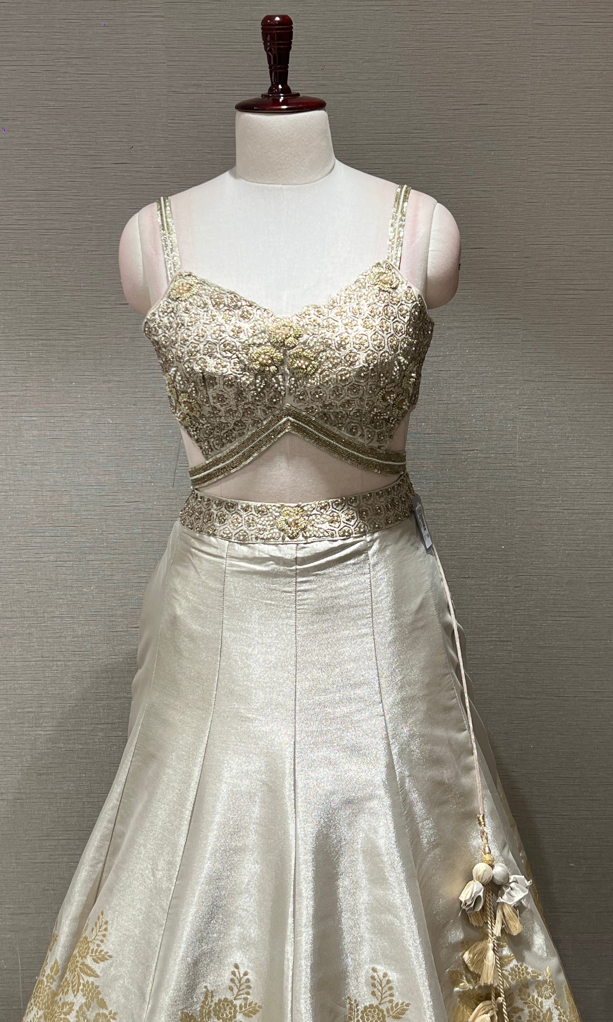 Gold Lehenga with mobile pocket