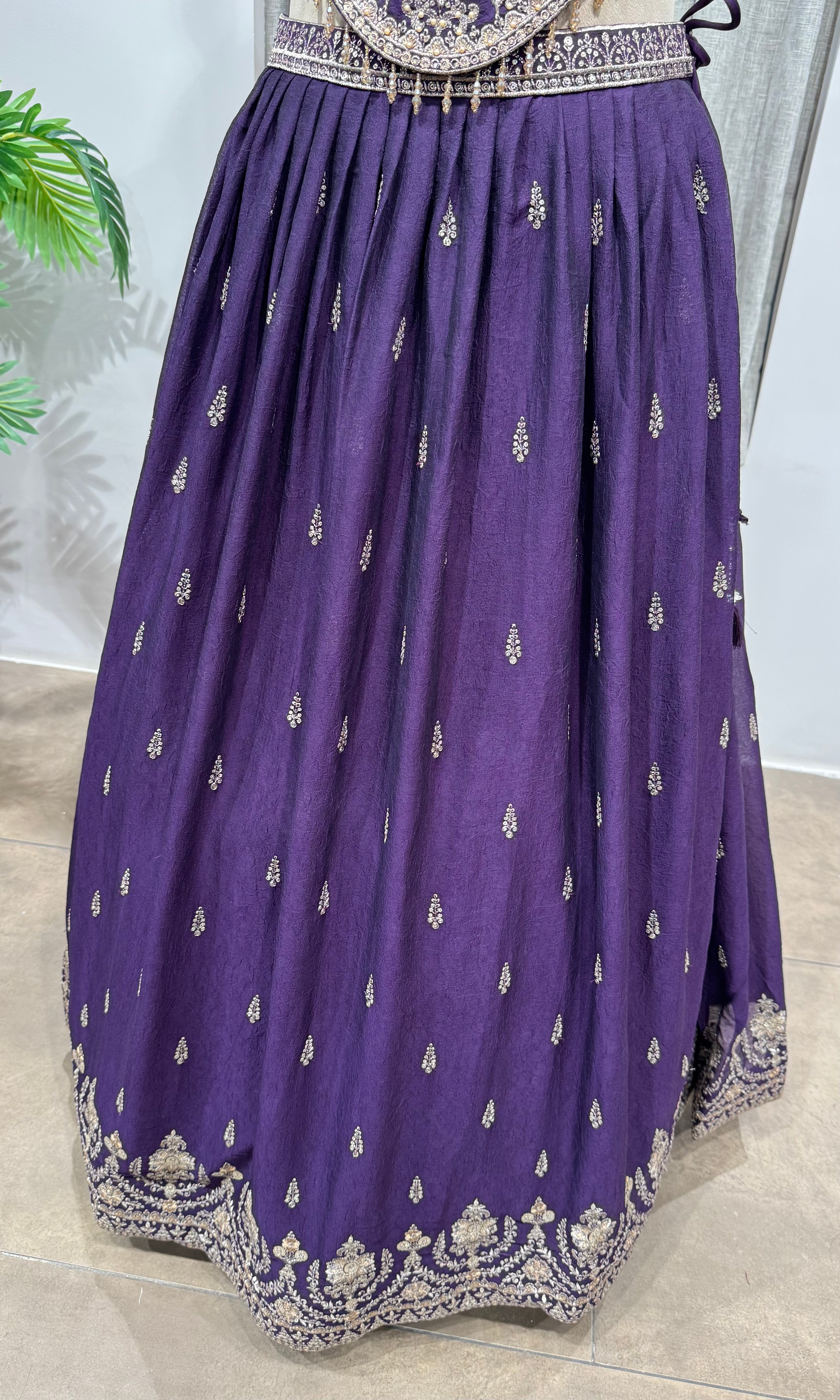 PURPLE Traditional Floral Motif Lehenga Set