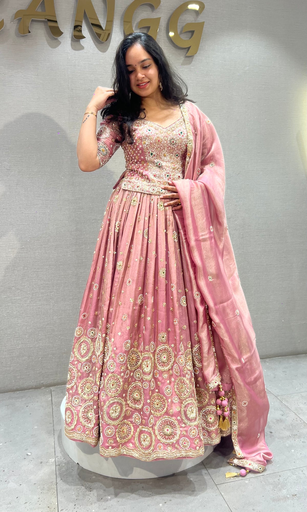 Blush Pink Embroidered Lehenga set with Dupatta